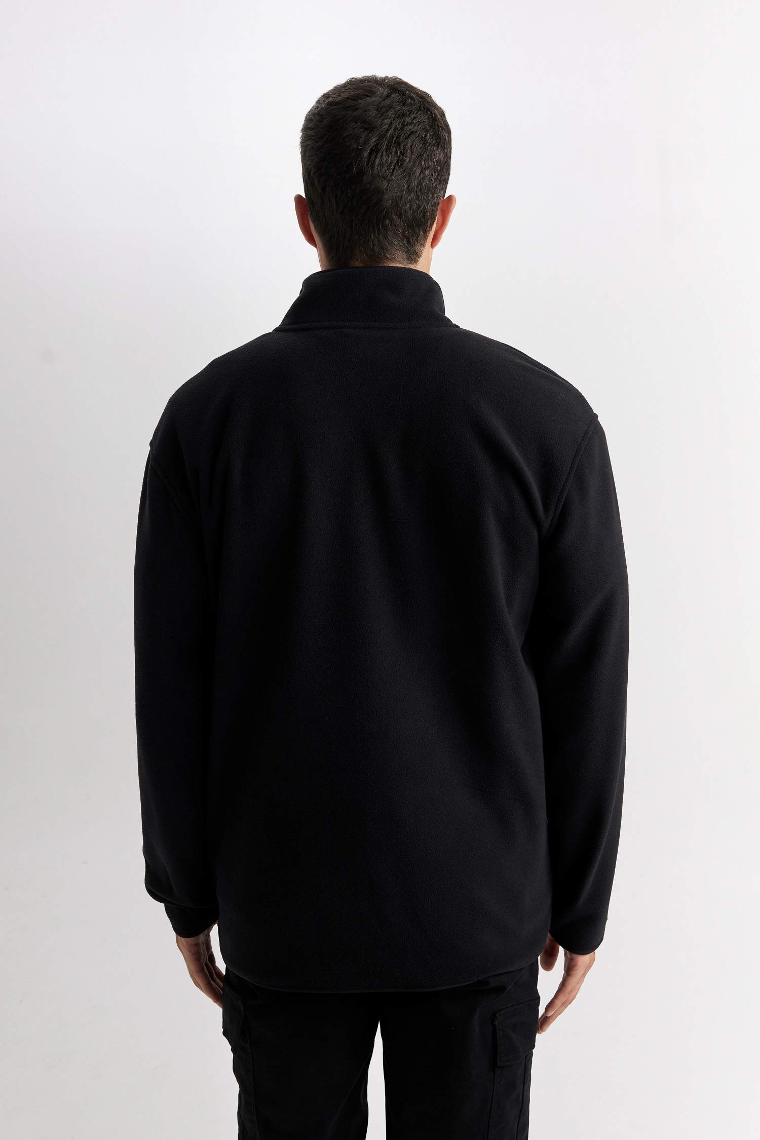 Relax Fit Dik Yaka Polar Fermuarlı Sweatshirt