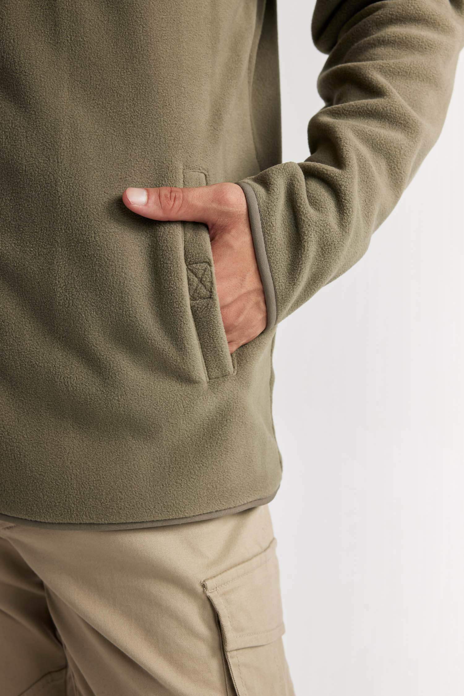 Relax Fit Dik Yaka Polar Fermuarlı Sweatshirt