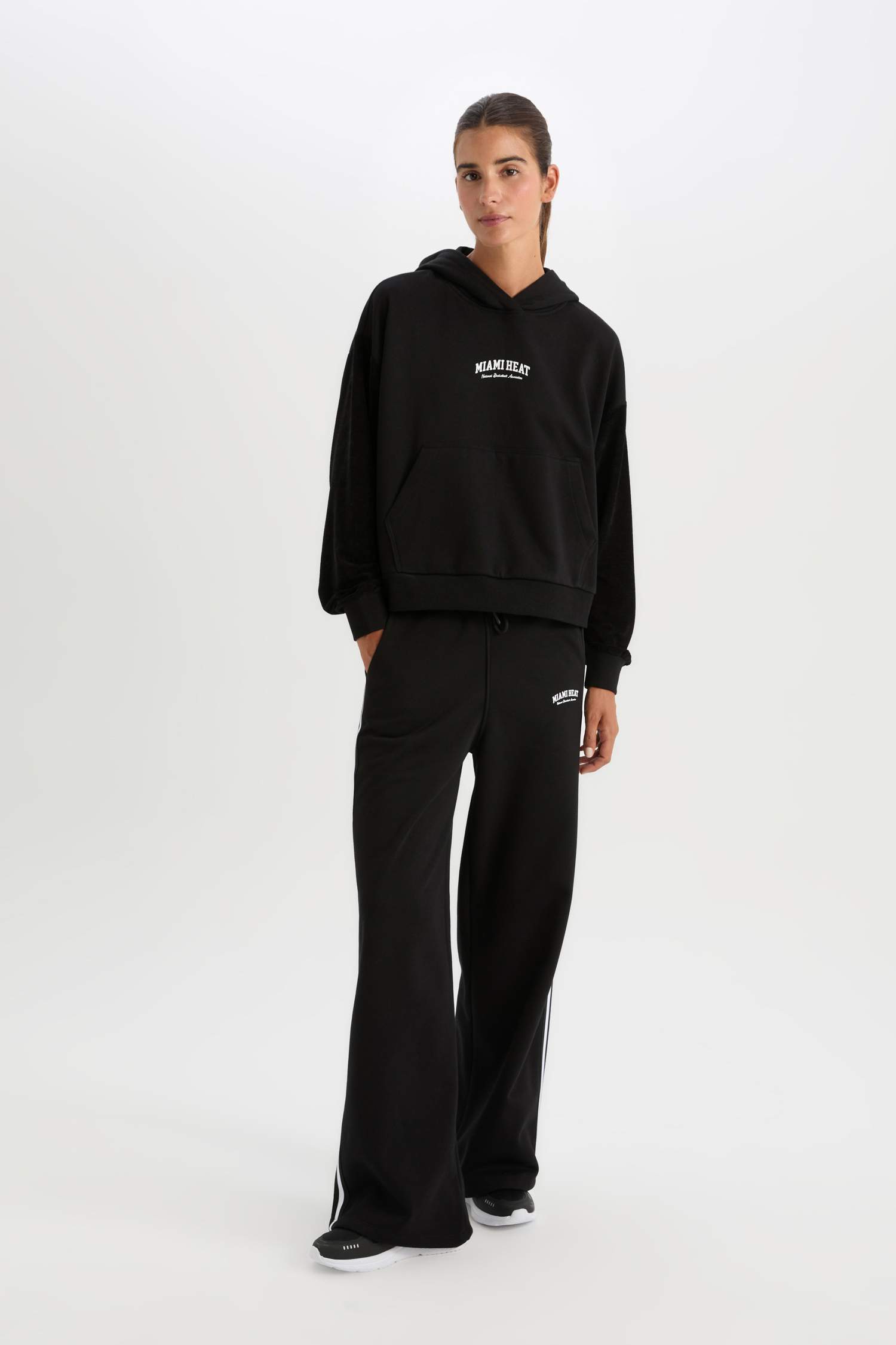 DeFactoFit NBA Miami Heat Kapüşonlu Kalın Sweatshirt