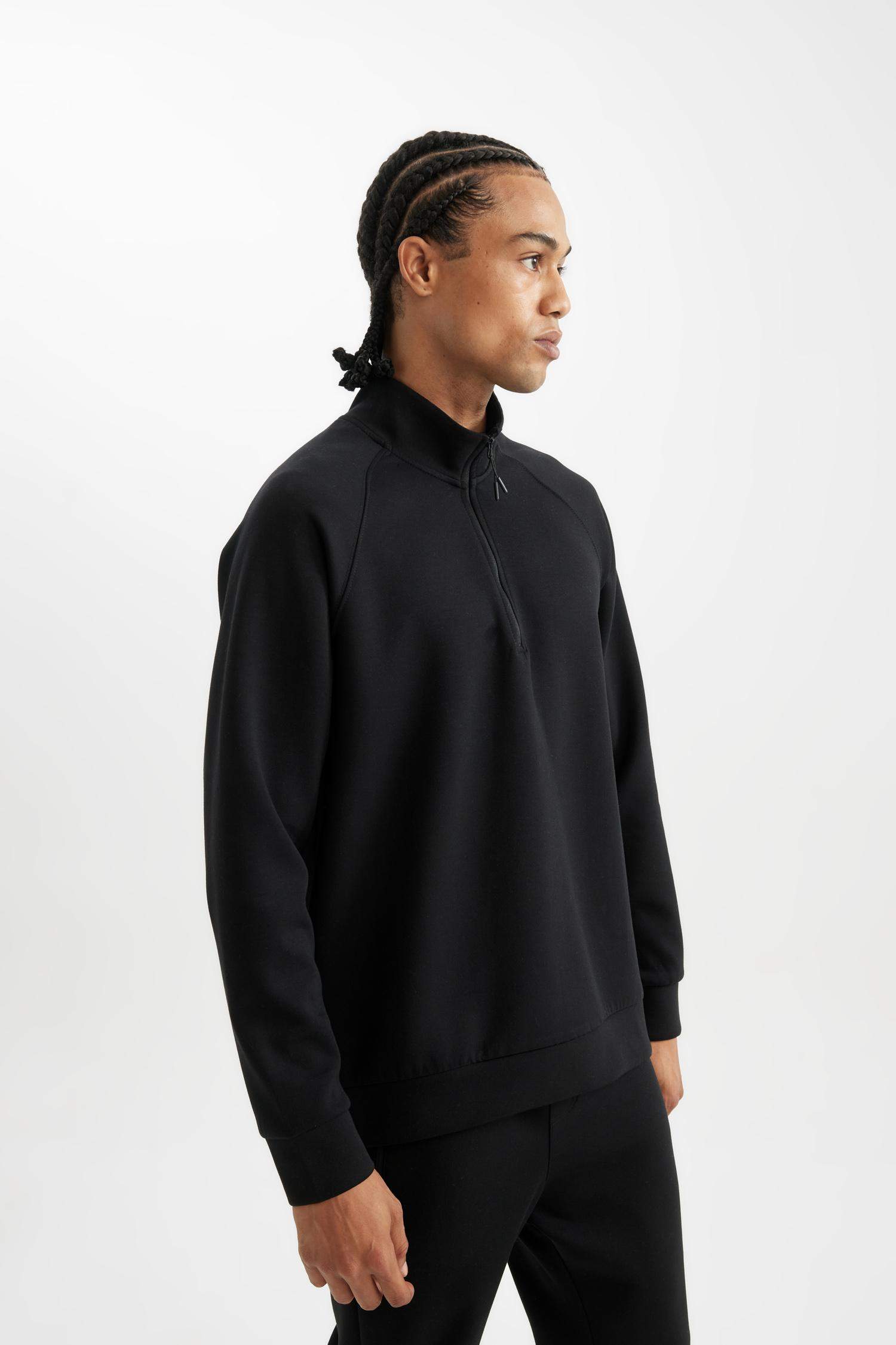 DeFactoFit Standart Fit Dik Yaka Yarım Fermuarlı Sporcu Sweatshirt