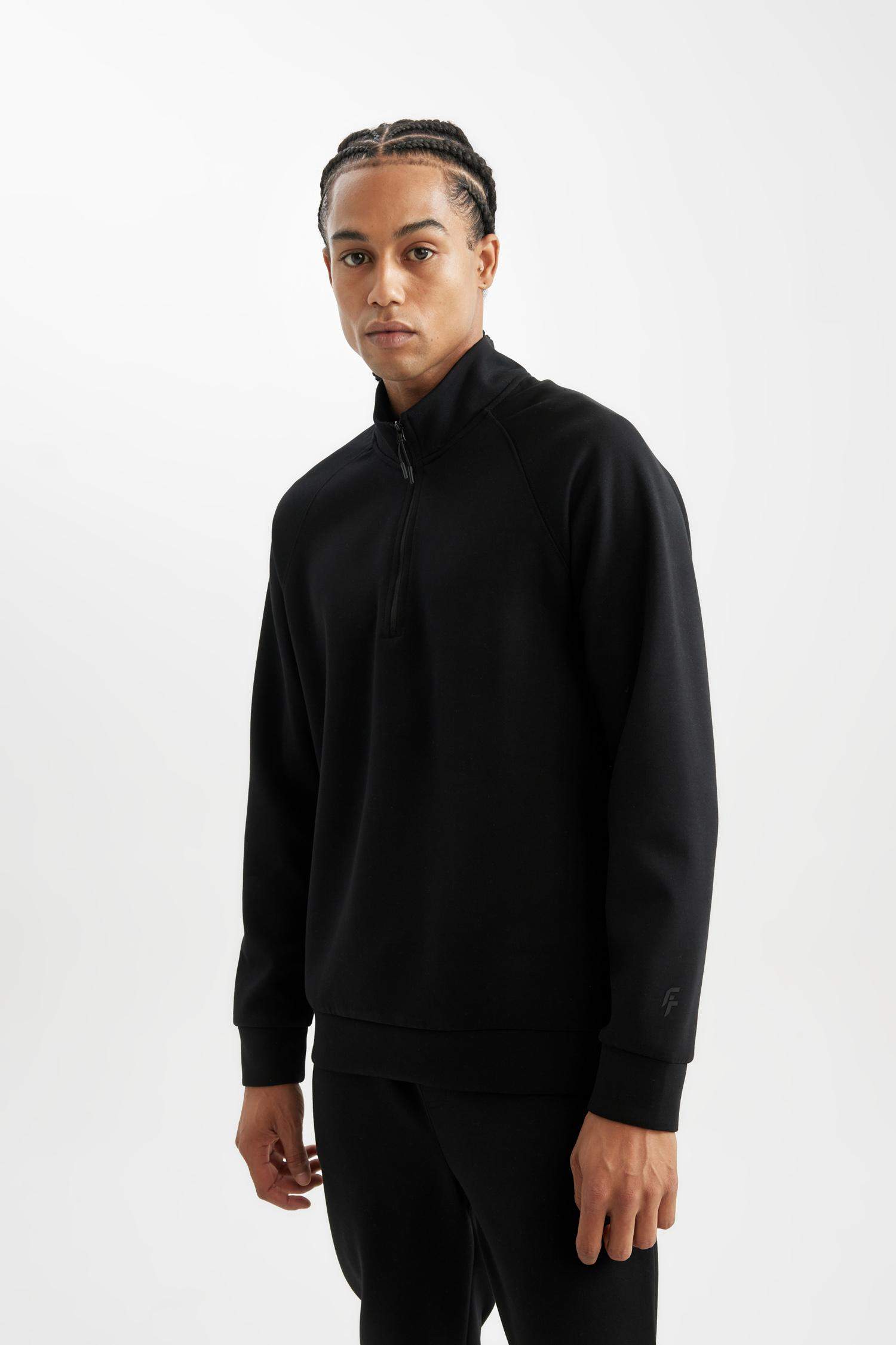 DeFactoFit Standart Fit Dik Yaka Yarım Fermuarlı Sporcu Sweatshirt
