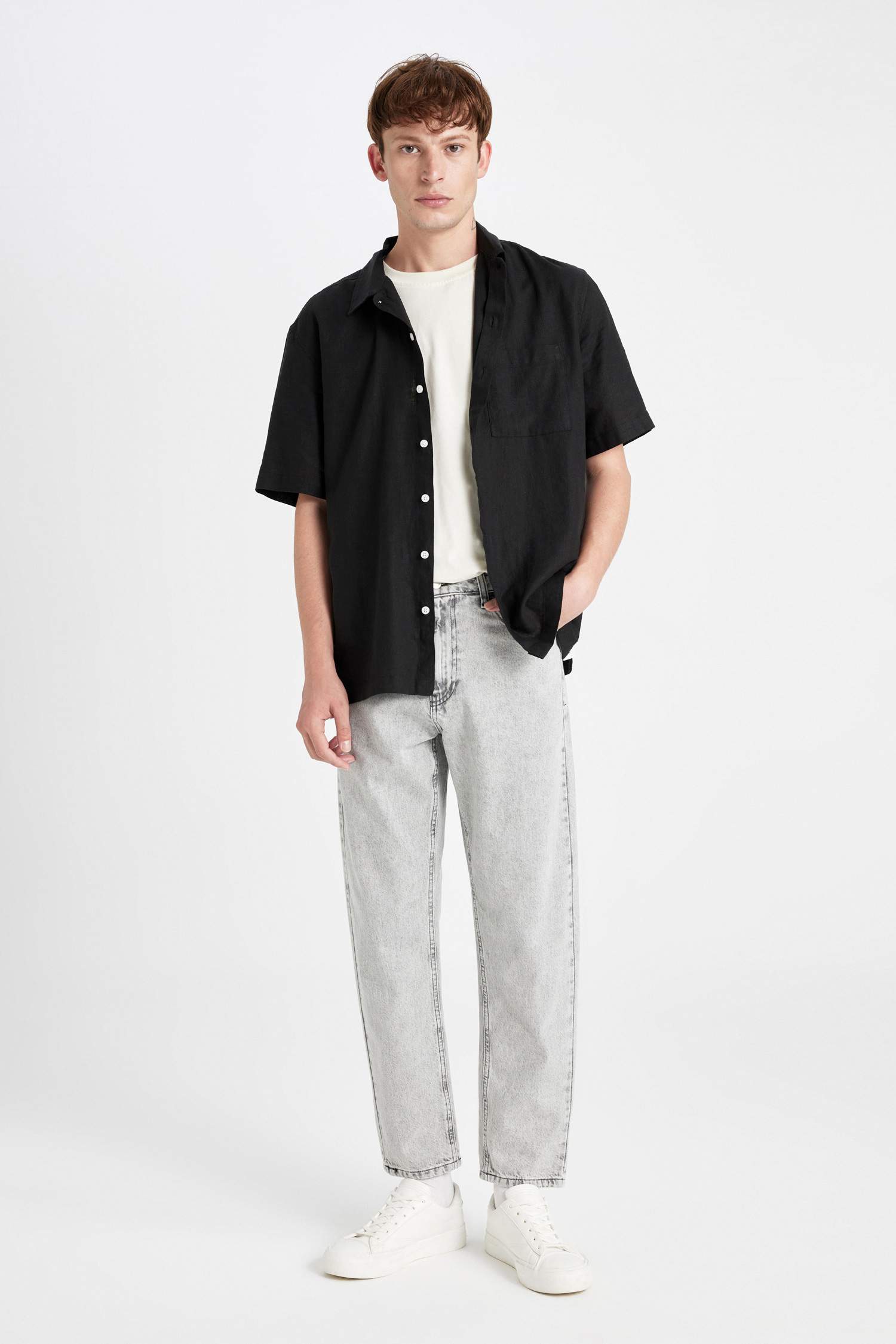 Pantalon Jean Slim Style des Années 90 à Taille Haute avec détails déchirés