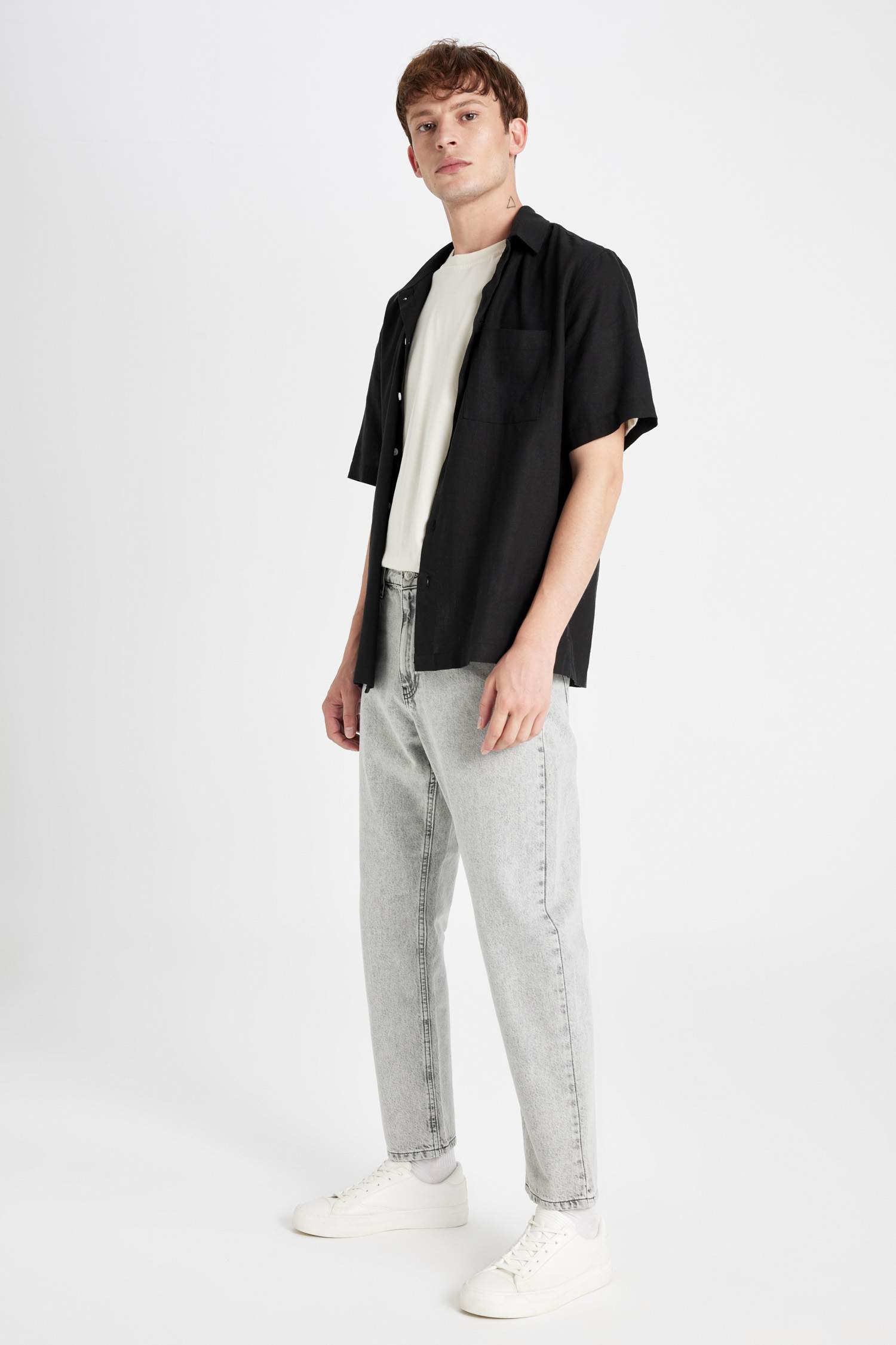 Pantalon Jean Slim Style des Années 90 à Taille Haute avec détails déchirés