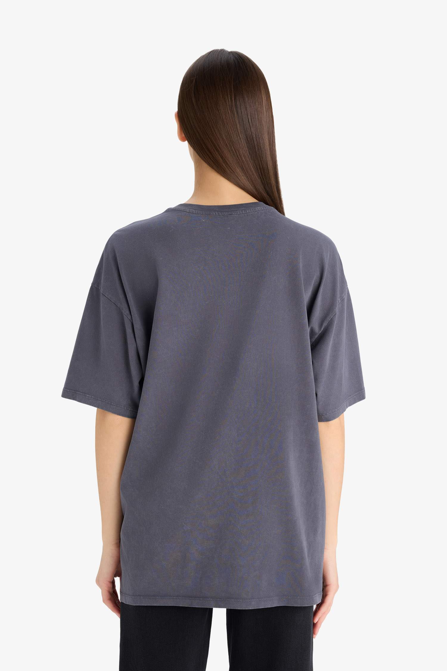 Oversize Fit Bisiklet Yaka Yıkamalı 2'li Basic Kısa Kollu Tişört