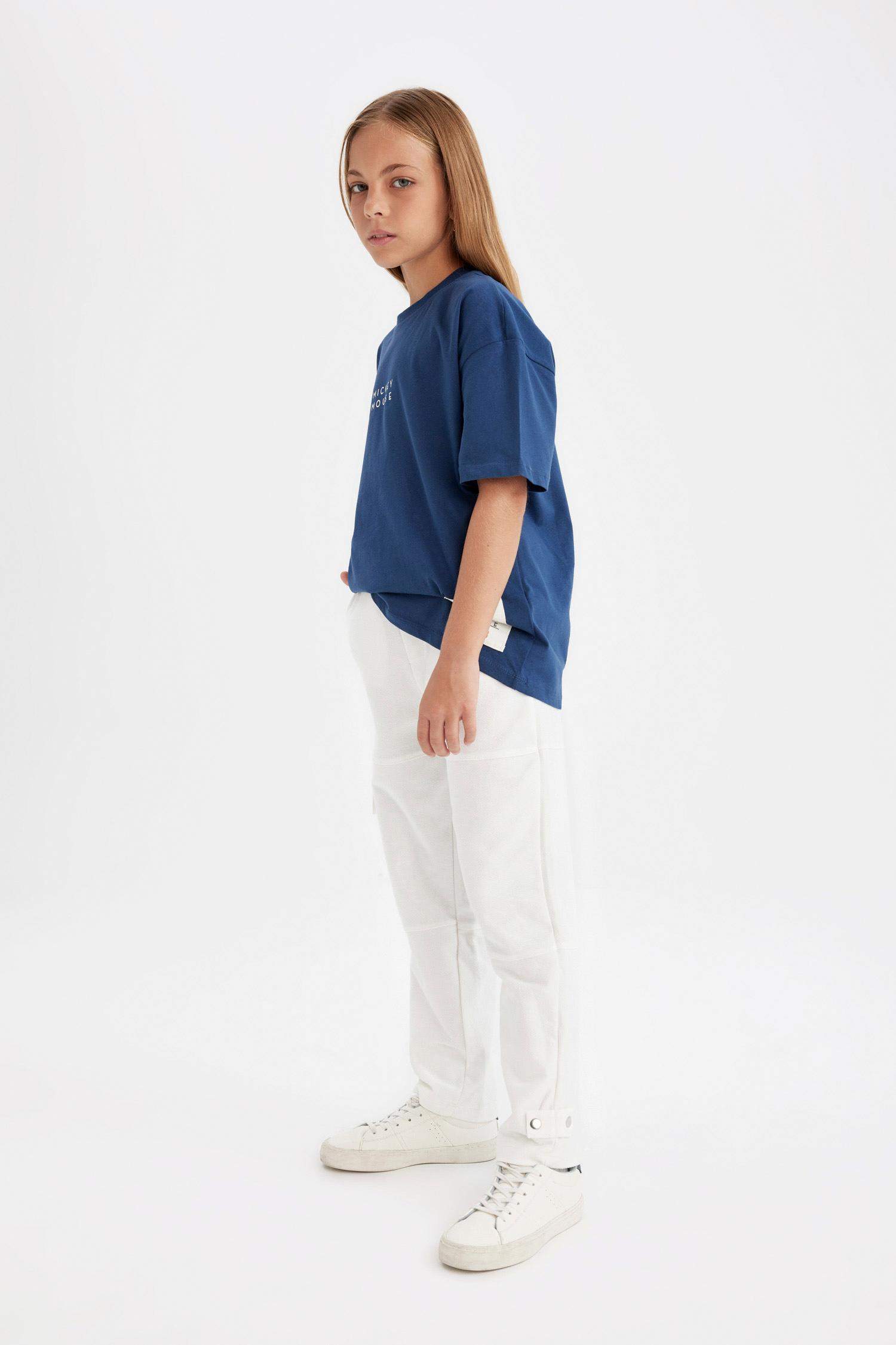 بنطلون بجامة رياضي بناتي كارجو بجيب