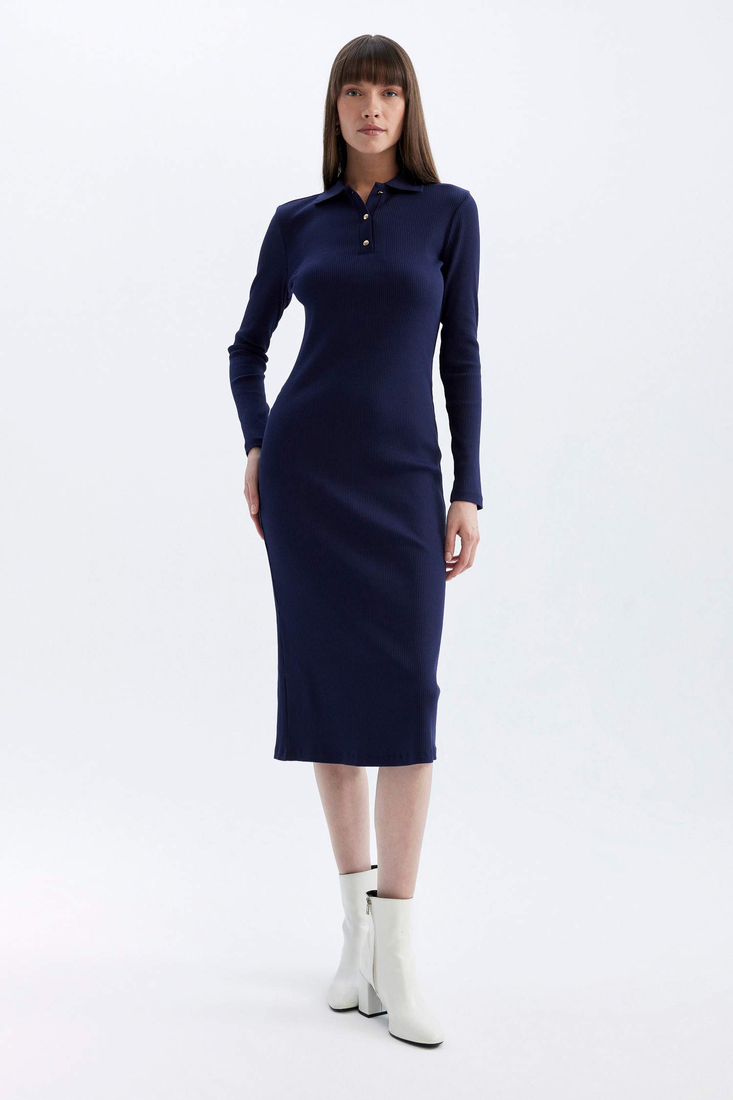 فستان ميدي ردن طويل مضلع بوديكون بياخة بولو