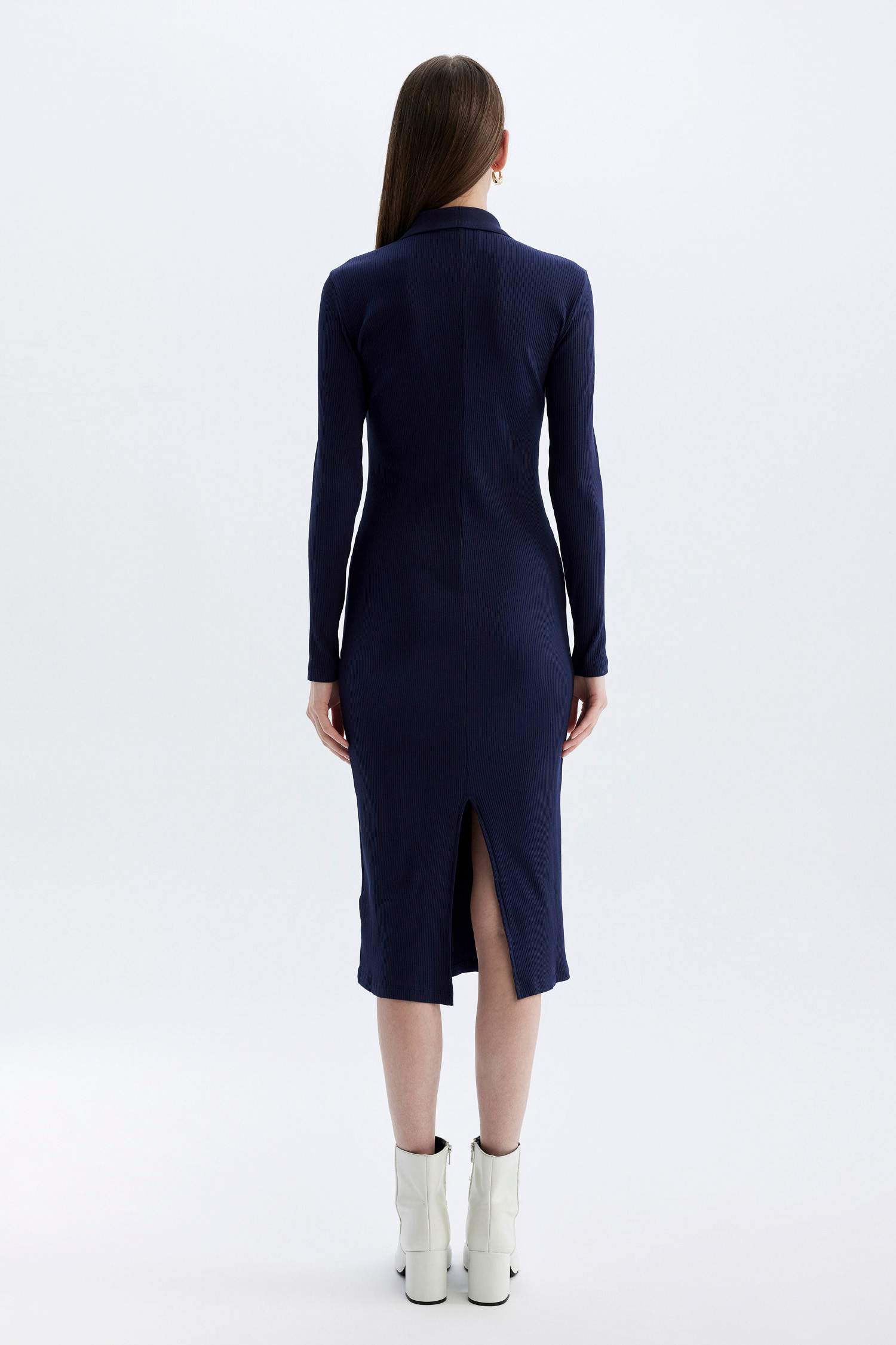 فستان ميدي ردن طويل مضلع بوديكون بياخة بولو