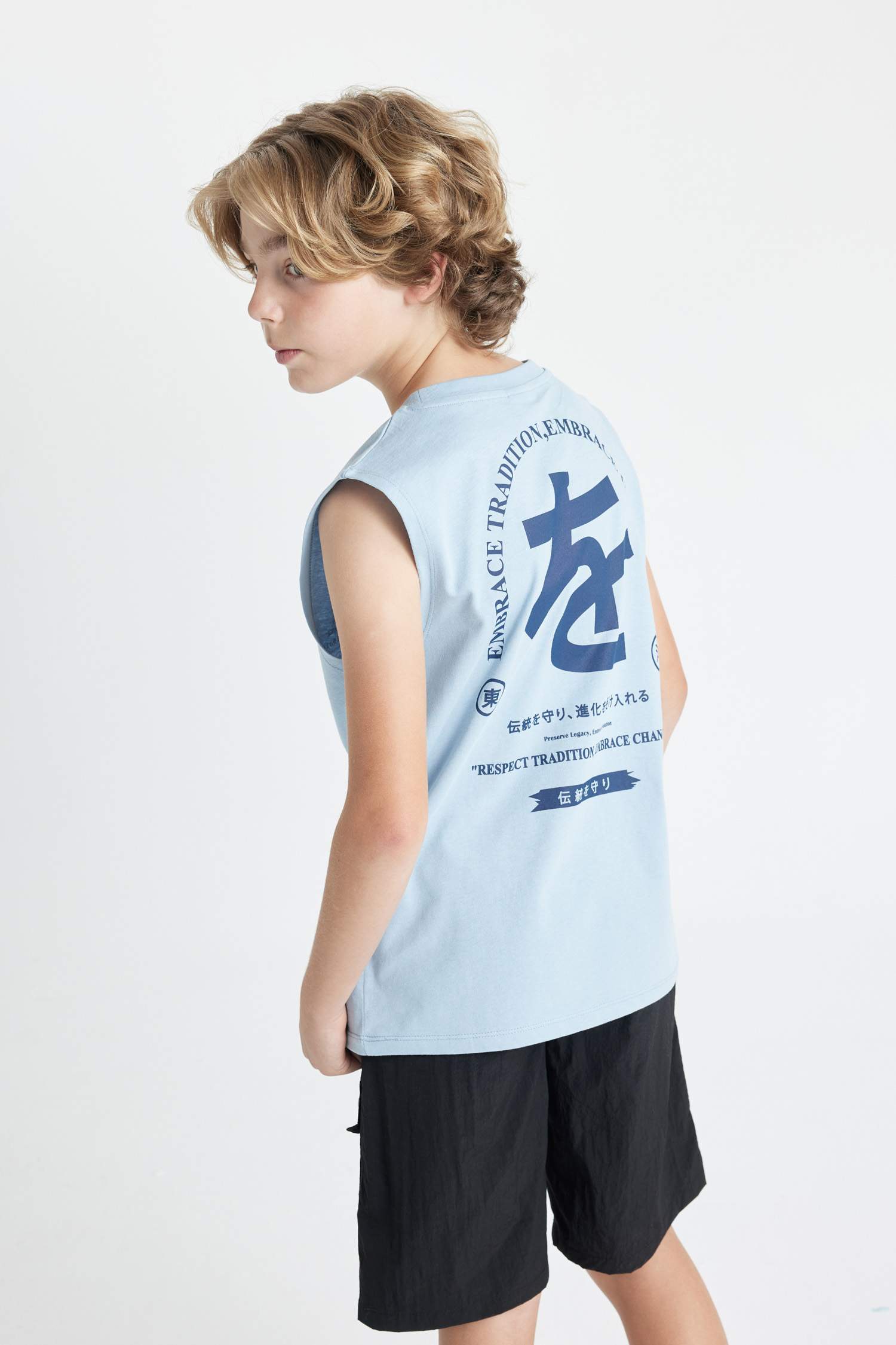 Boy Crew Neck Printed Sleeveless T-Shirt