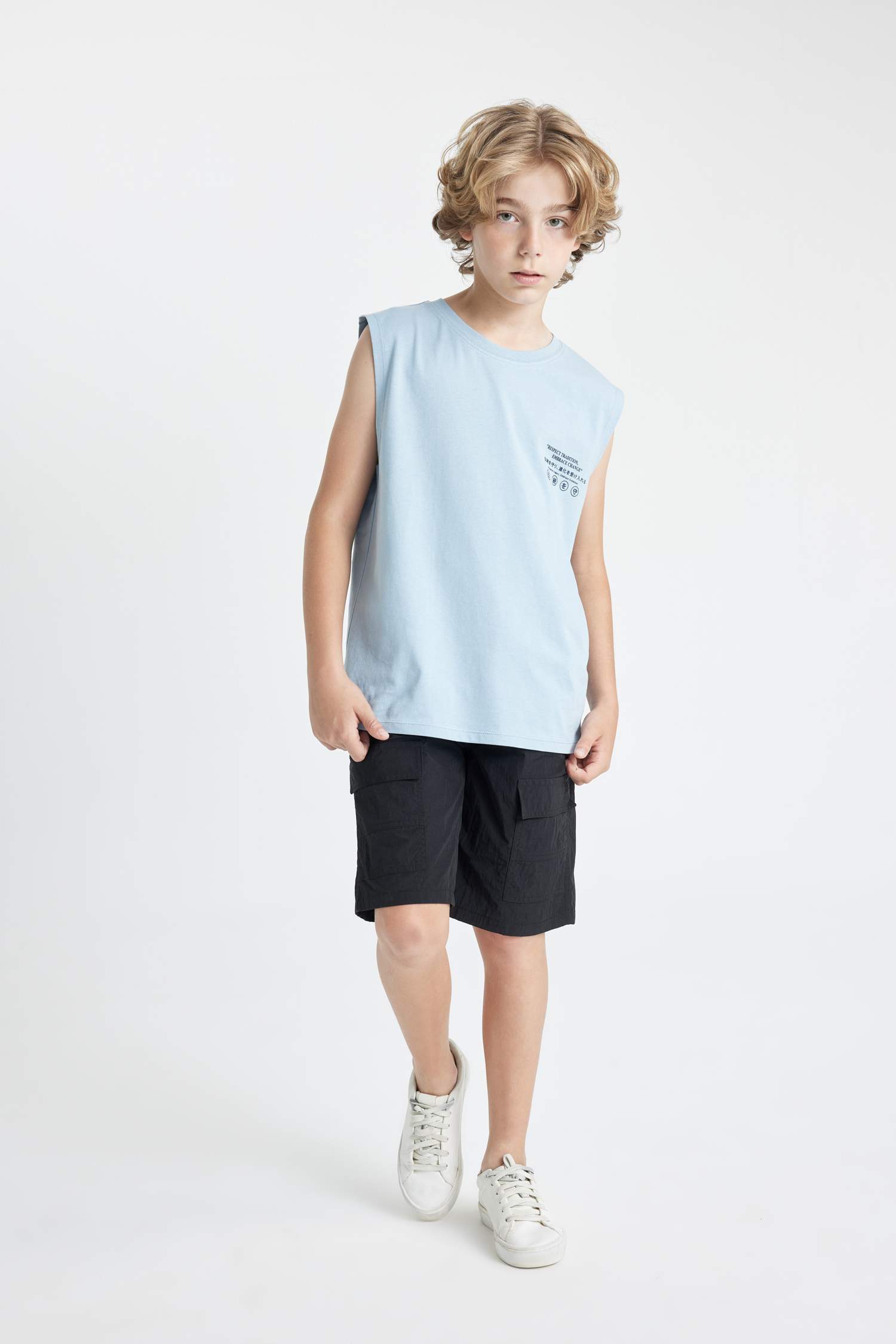 Boy Crew Neck Printed Sleeveless T-Shirt