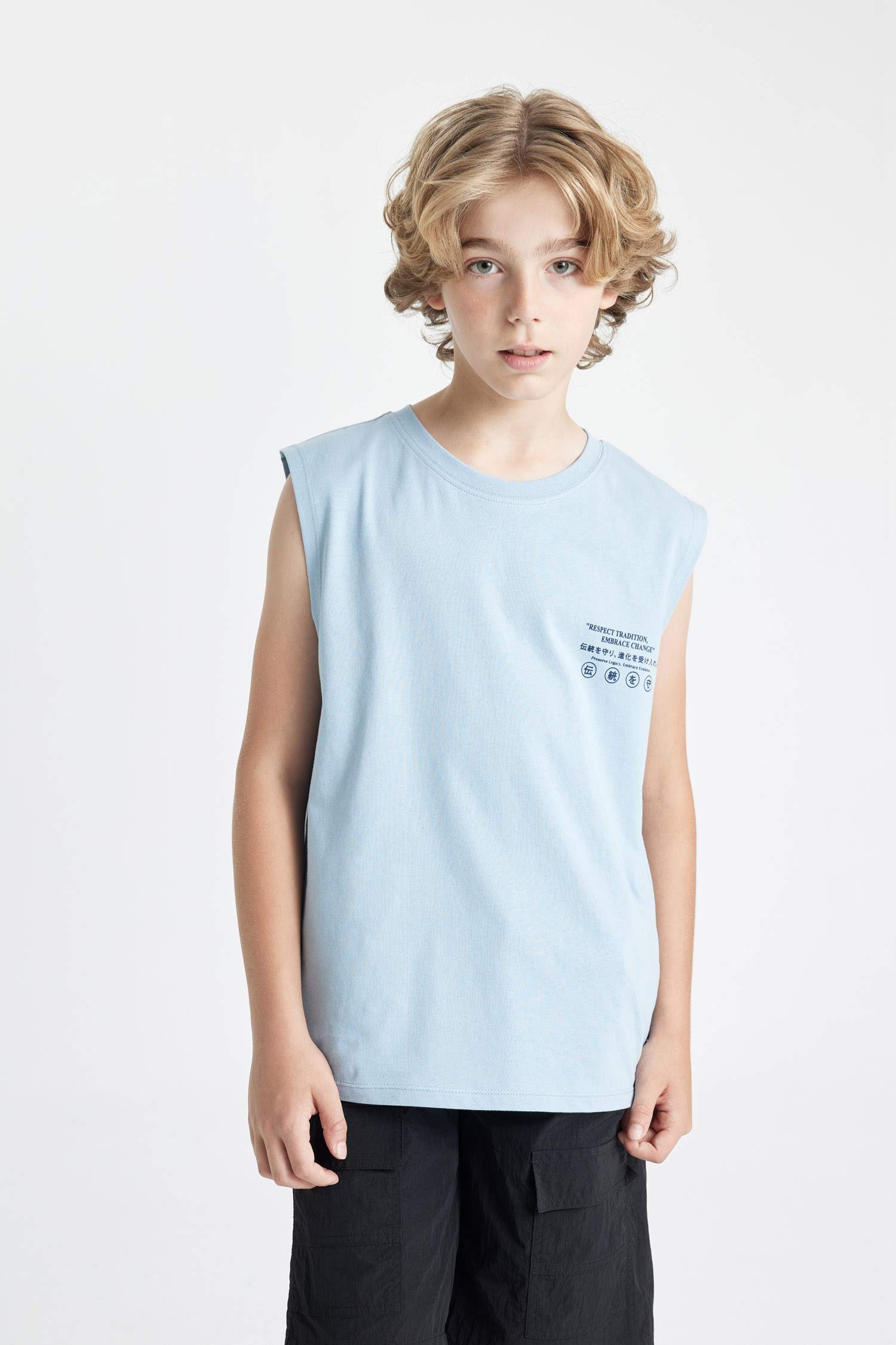 Boy Crew Neck Printed Sleeveless T-Shirt
