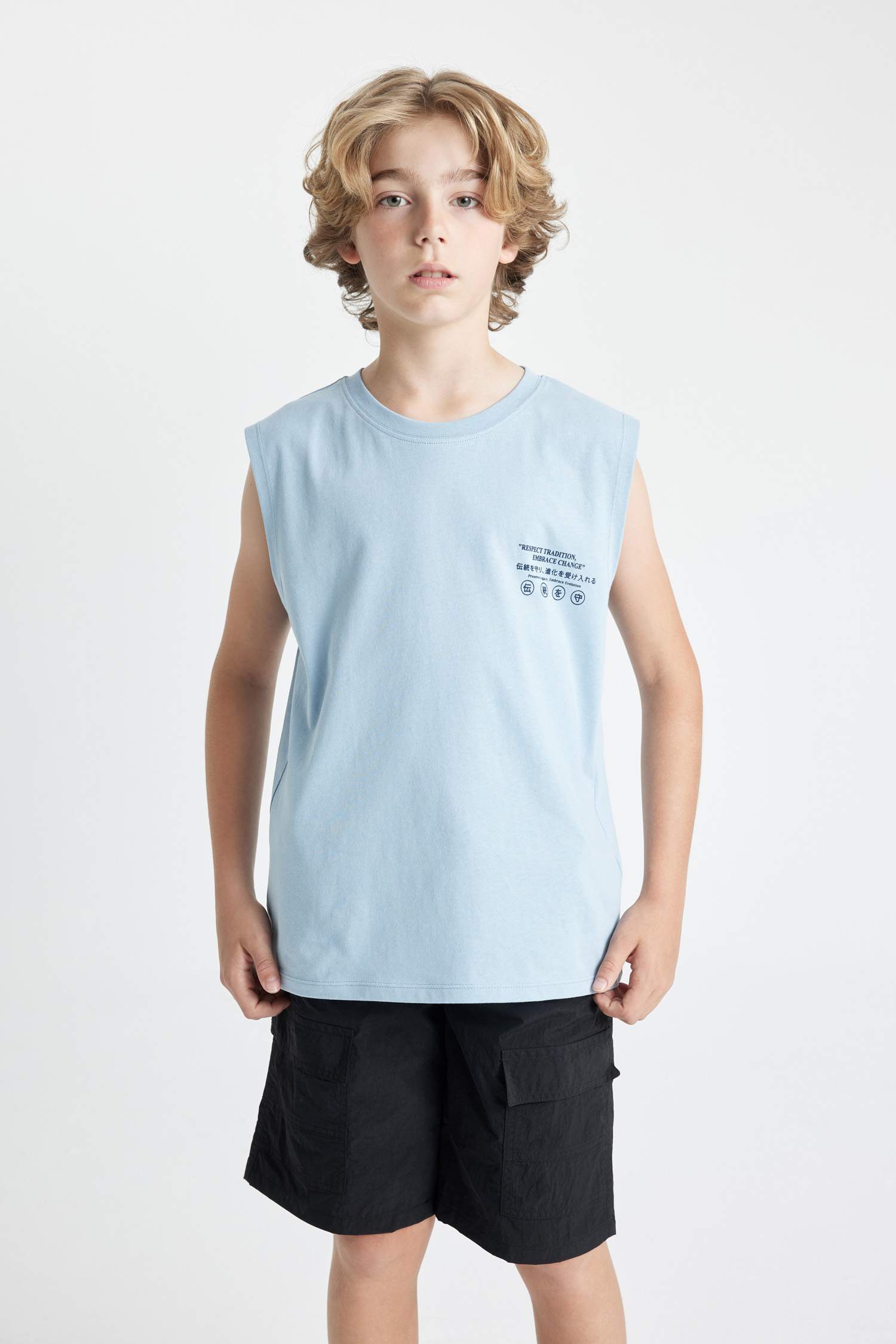 Boy Crew Neck Printed Sleeveless T-Shirt