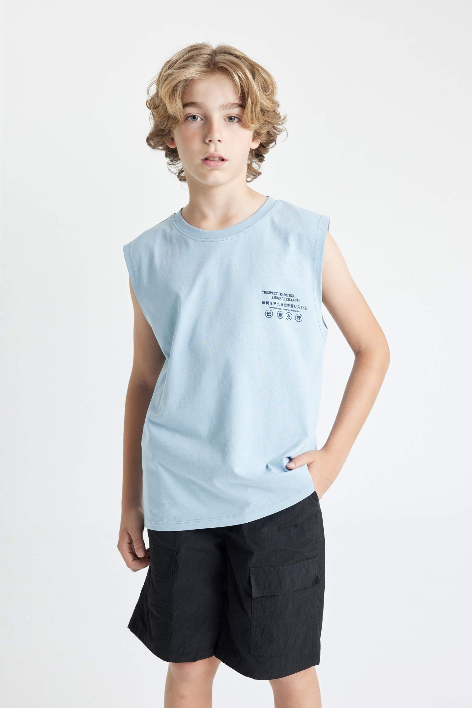 Boy Crew Neck Printed Sleeveless T-Shirt