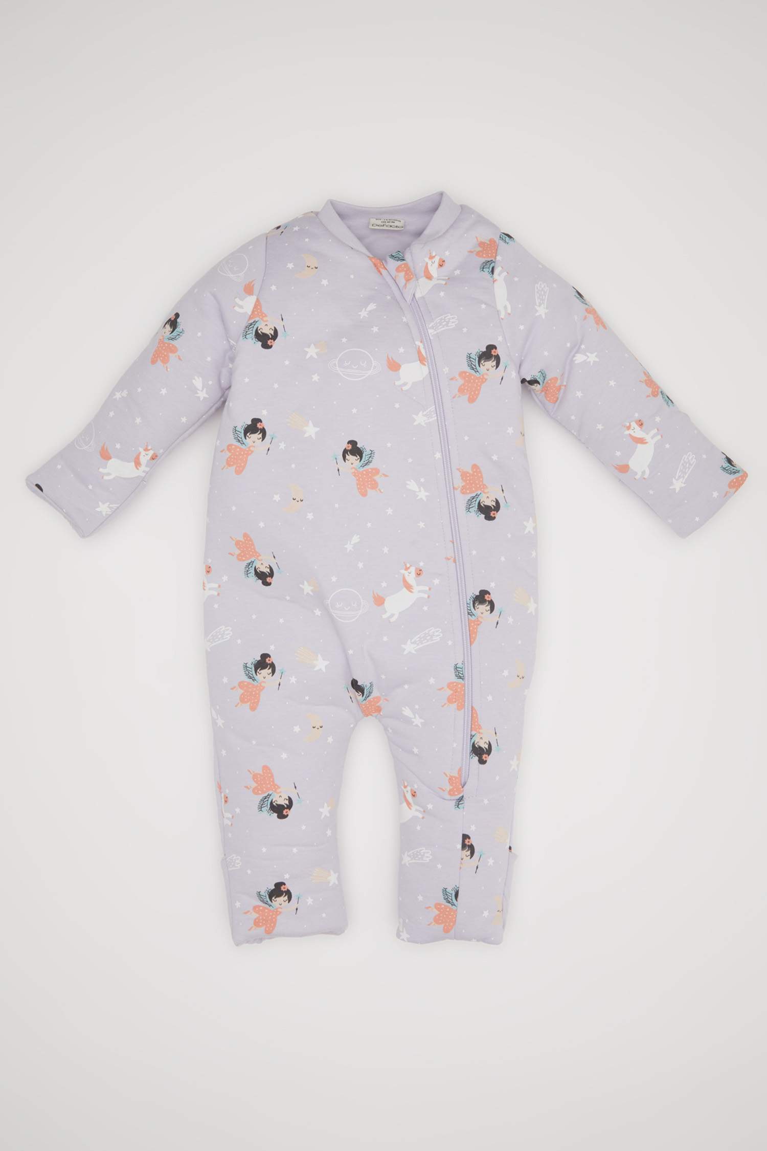 Baby Girl Newborn Zippered 2,5 Tog Fiber Patterned Cotton Sleeping Jumpsuit