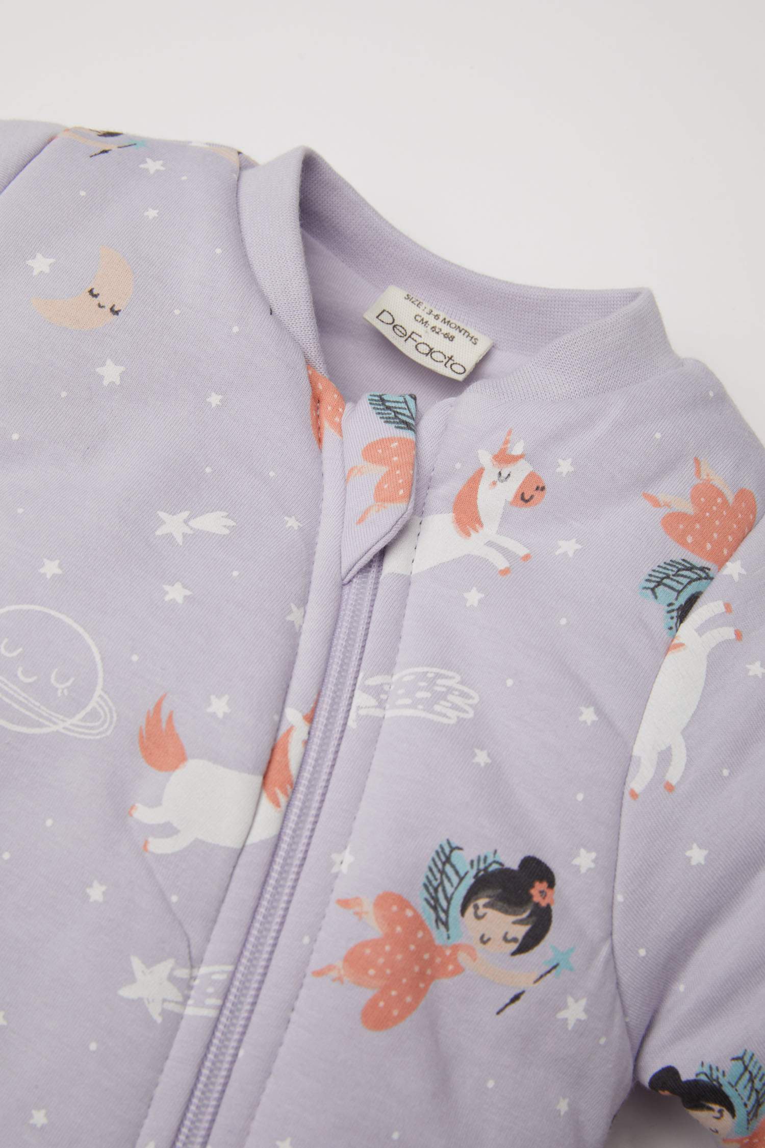 Baby Girl Newborn Zippered 2,5 Tog Fiber Patterned Cotton Sleeping Jumpsuit