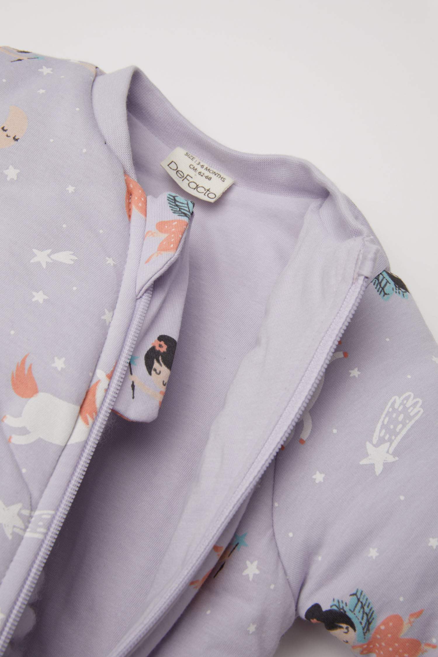 Baby Girl Newborn Zippered 2,5 Tog Fiber Patterned Cotton Sleeping Jumpsuit