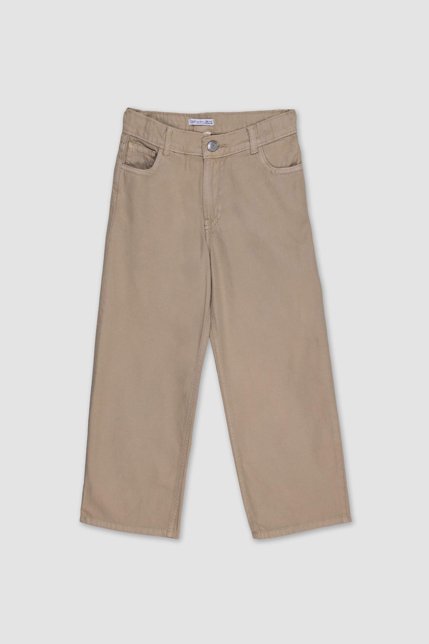 بنطلون بناتي وايد ليج قطن برجل واسع