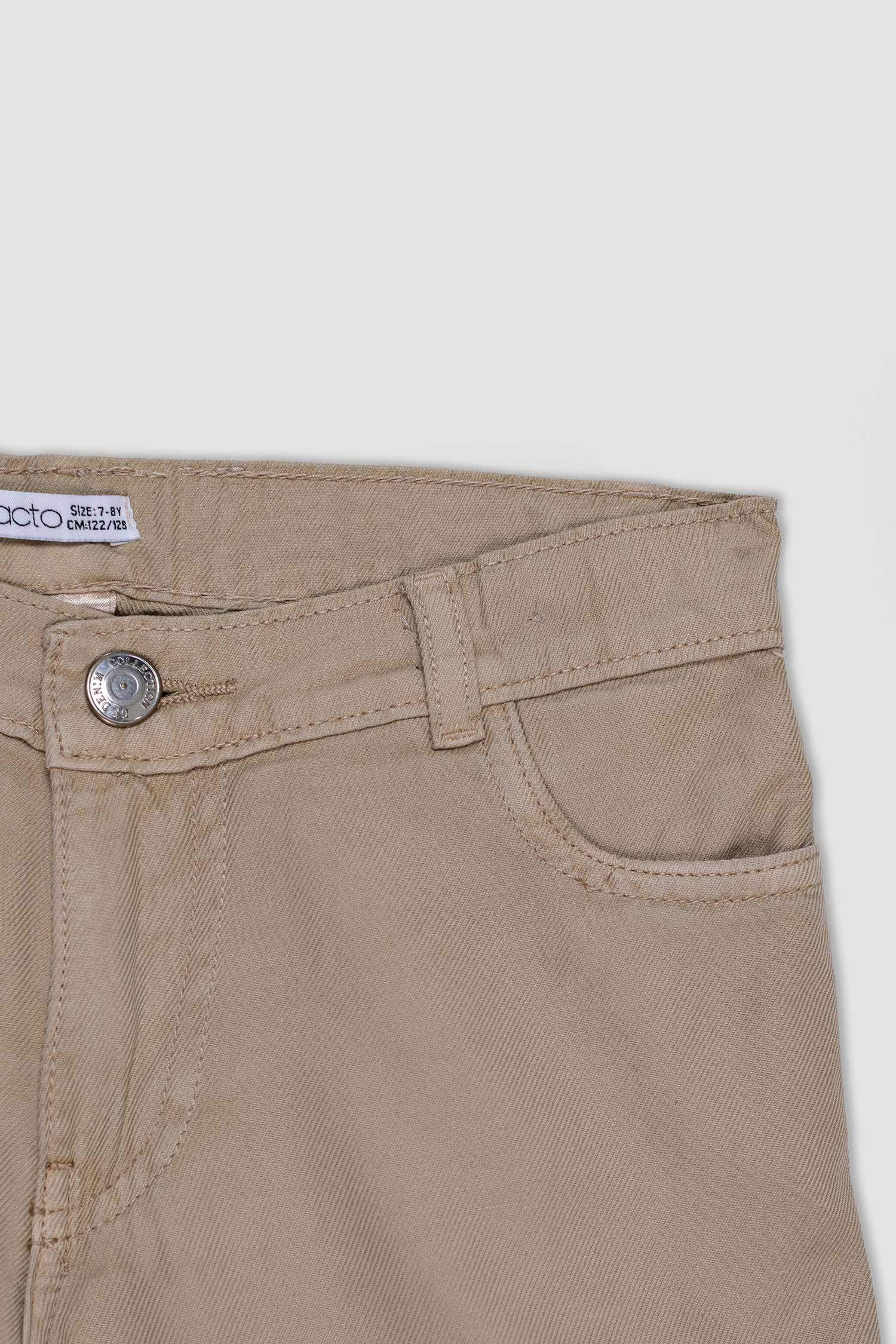 بنطلون بناتي وايد ليج قطن برجل واسع