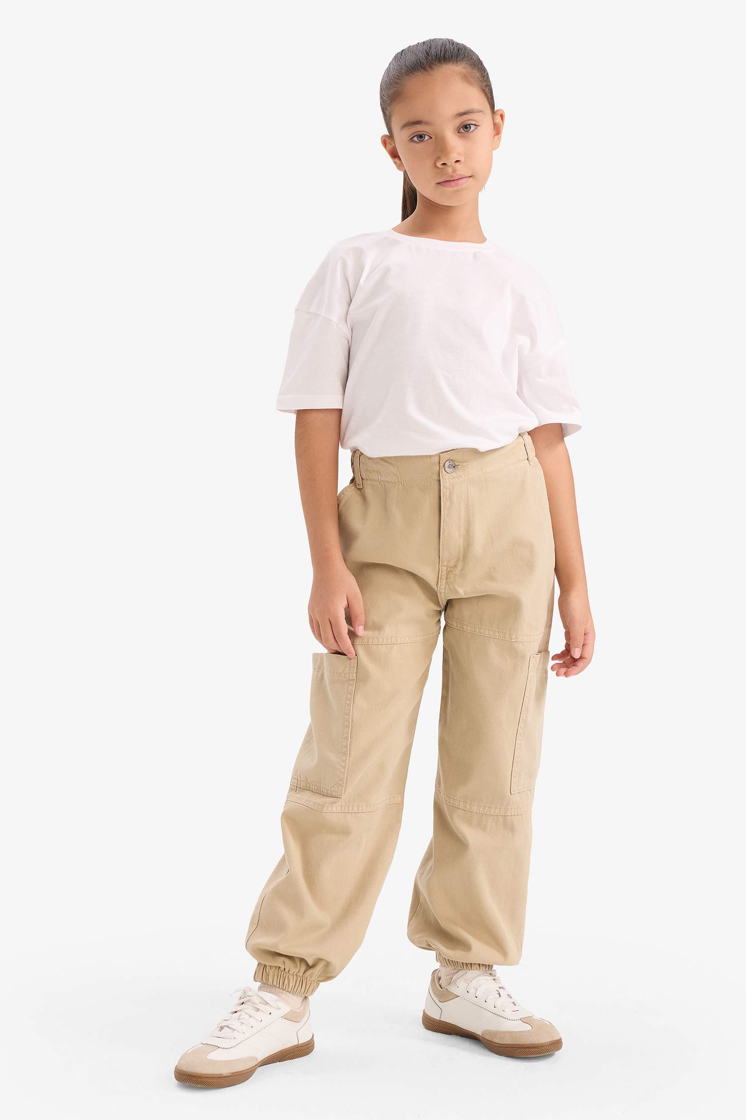 Girl Parachute Cotton Cargo Pants
