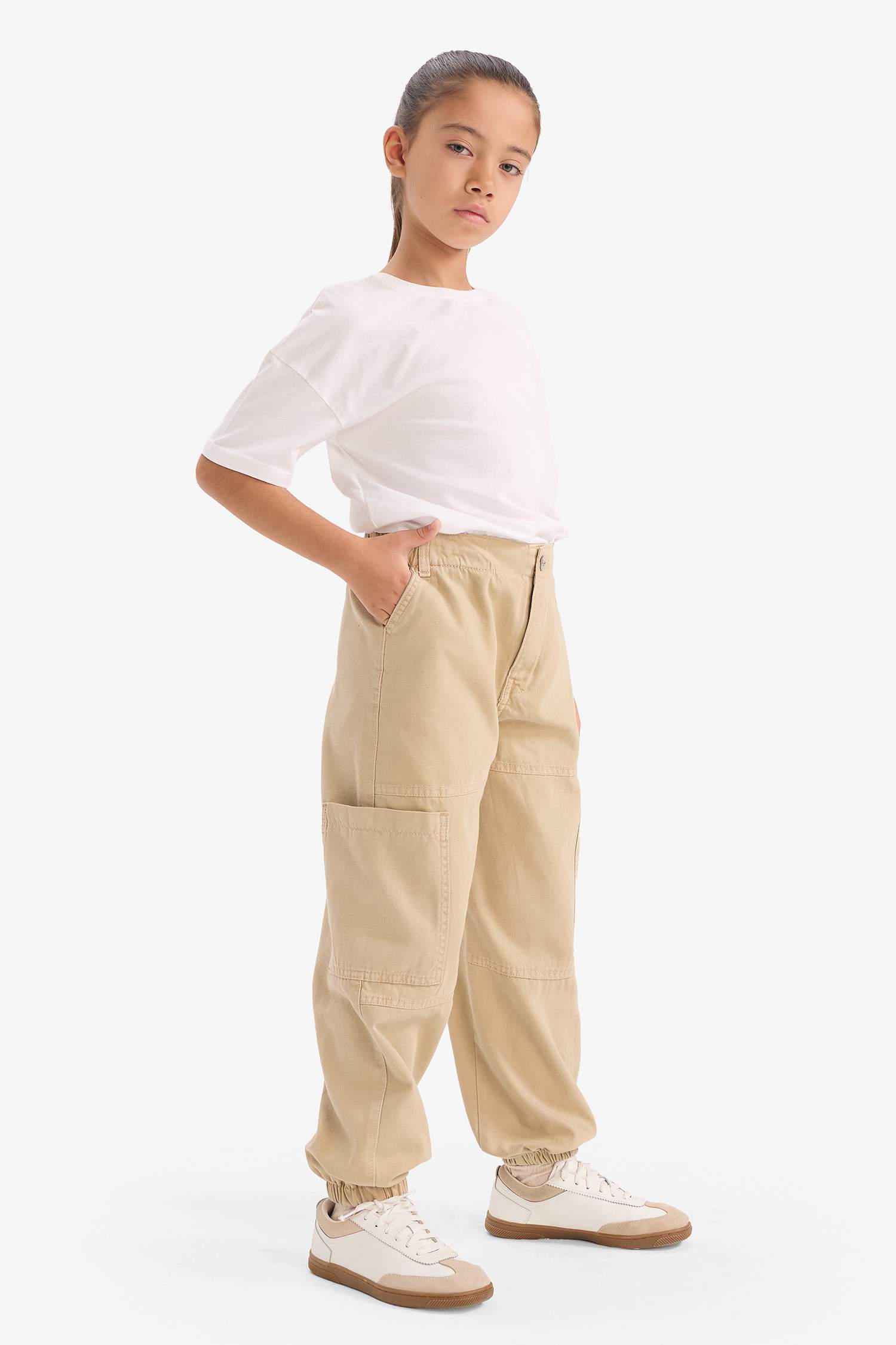 Girl Parachute Cotton Cargo Pants