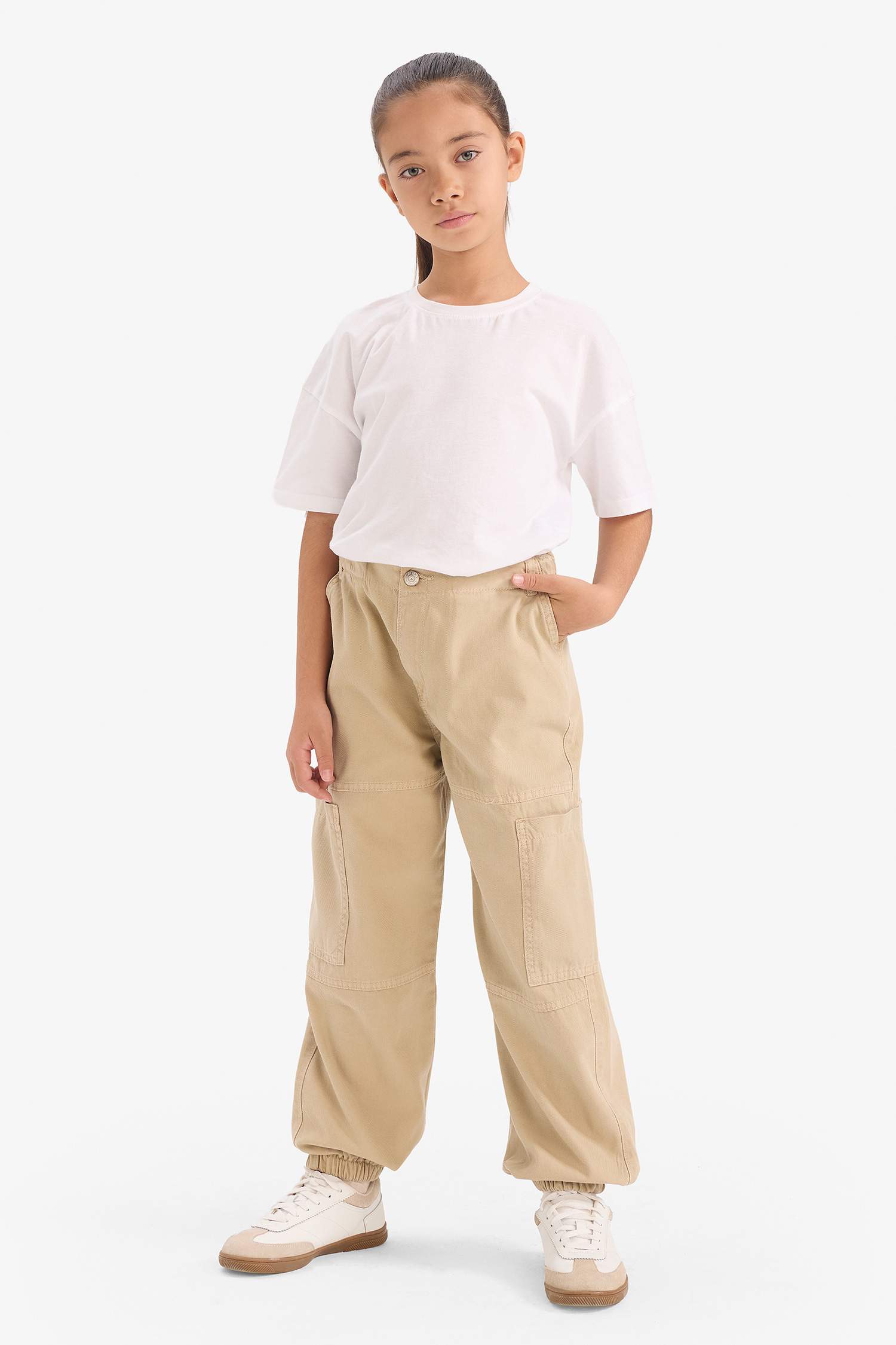 Girl Parachute Cotton Cargo Pants