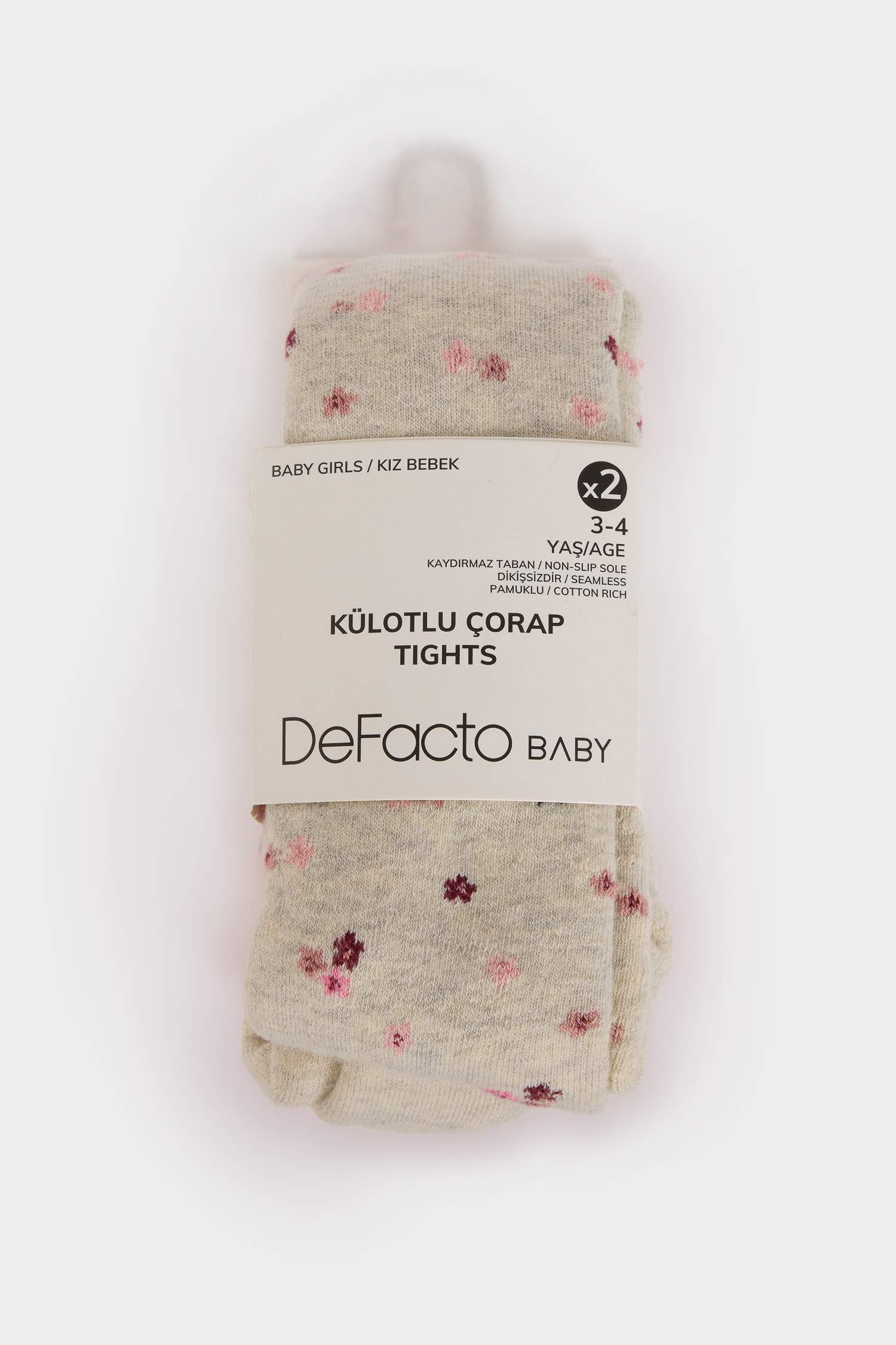 Kız Bebek Dikişsiz 2'li Pamuklu Külotlu Çorap