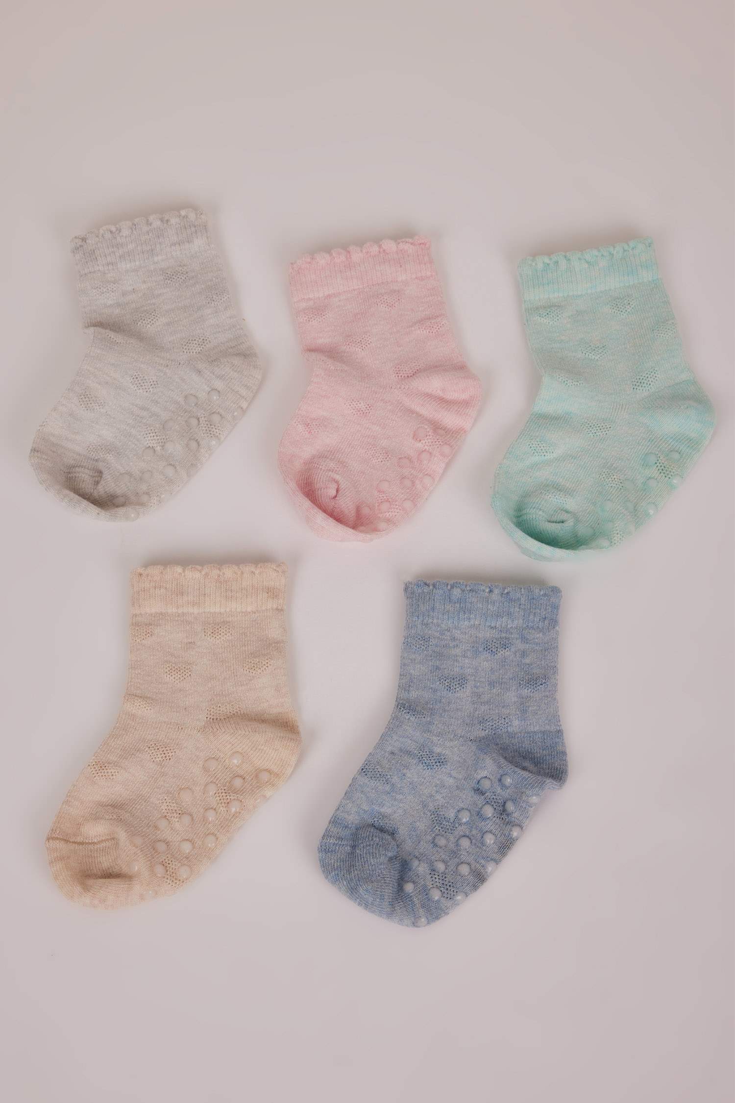 Baby Girl Non-Slip Base 5 Piece Cotton Long Socks