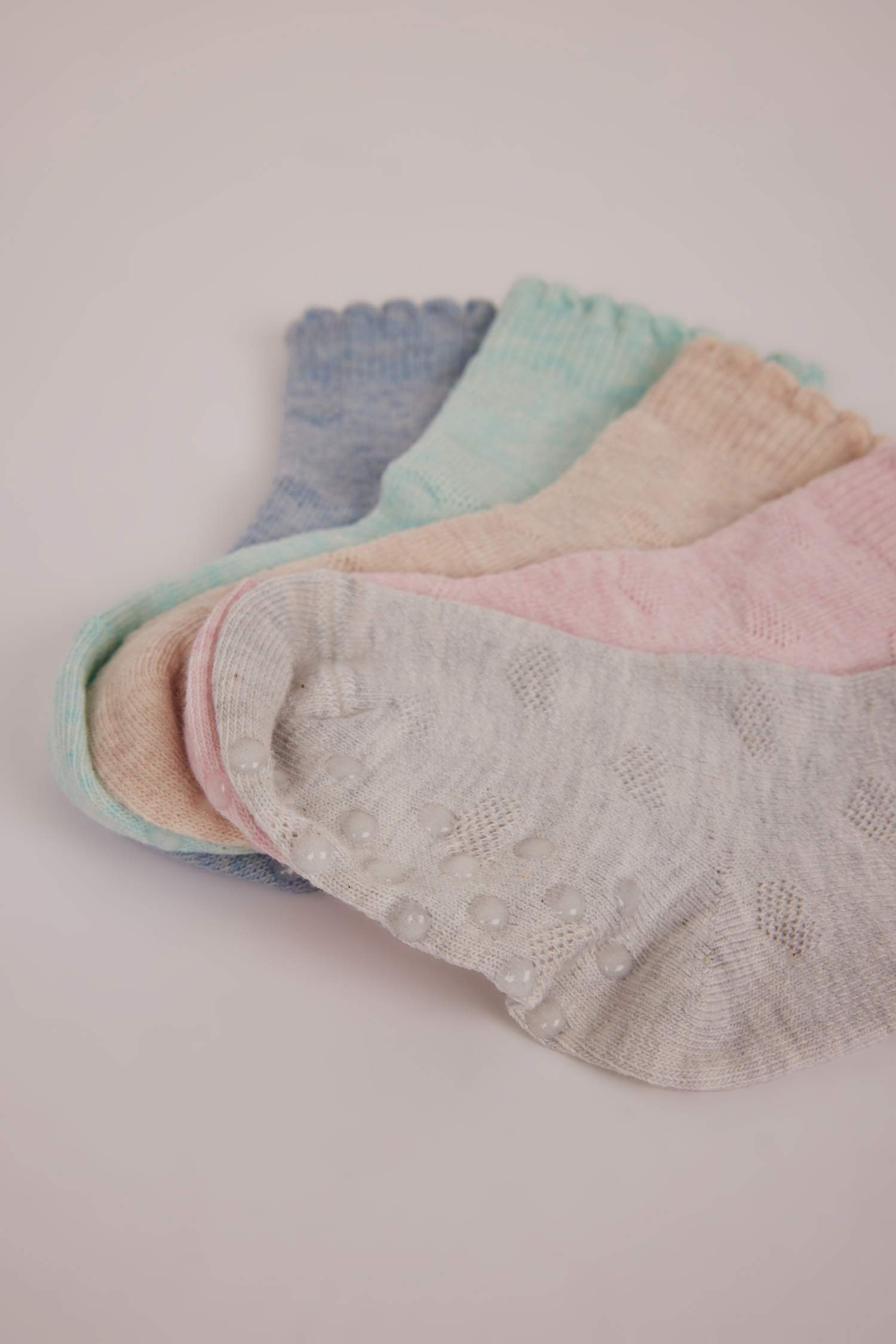 Baby Girl Non-Slip Base 5 Piece Cotton Long Socks