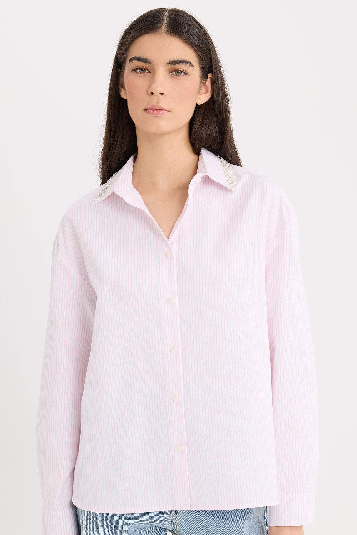 Chemise Oversize en Oxford rayée à manches longues