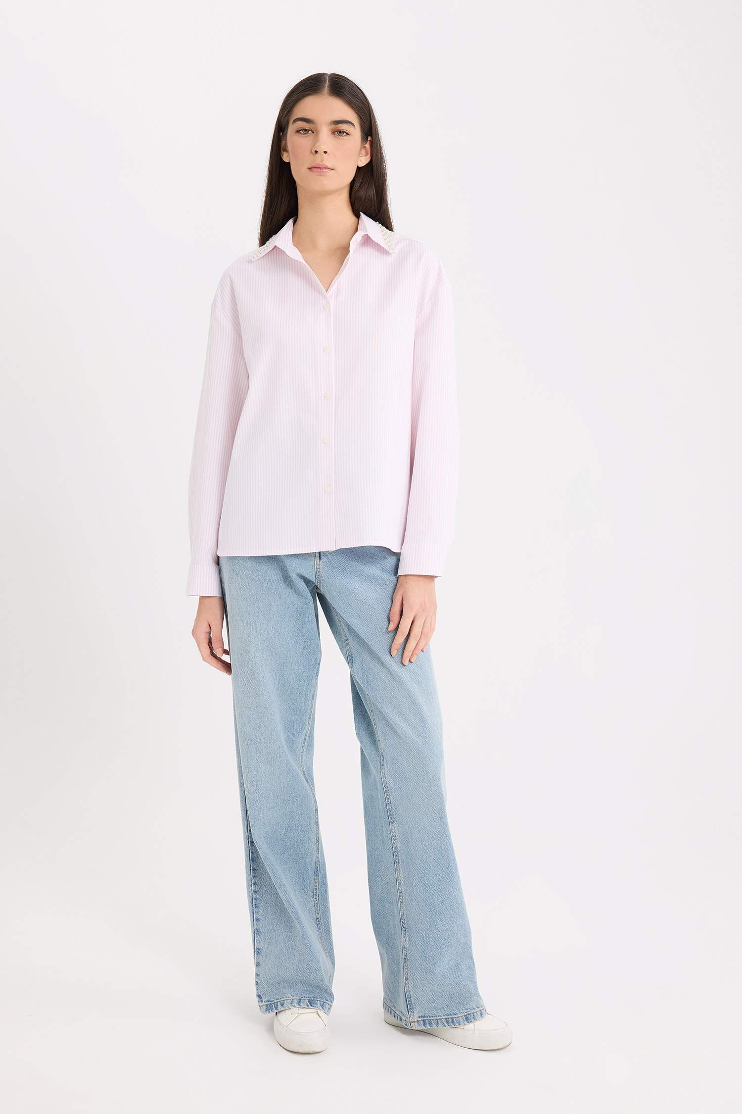 Chemise Oversize en Oxford rayée à manches longues