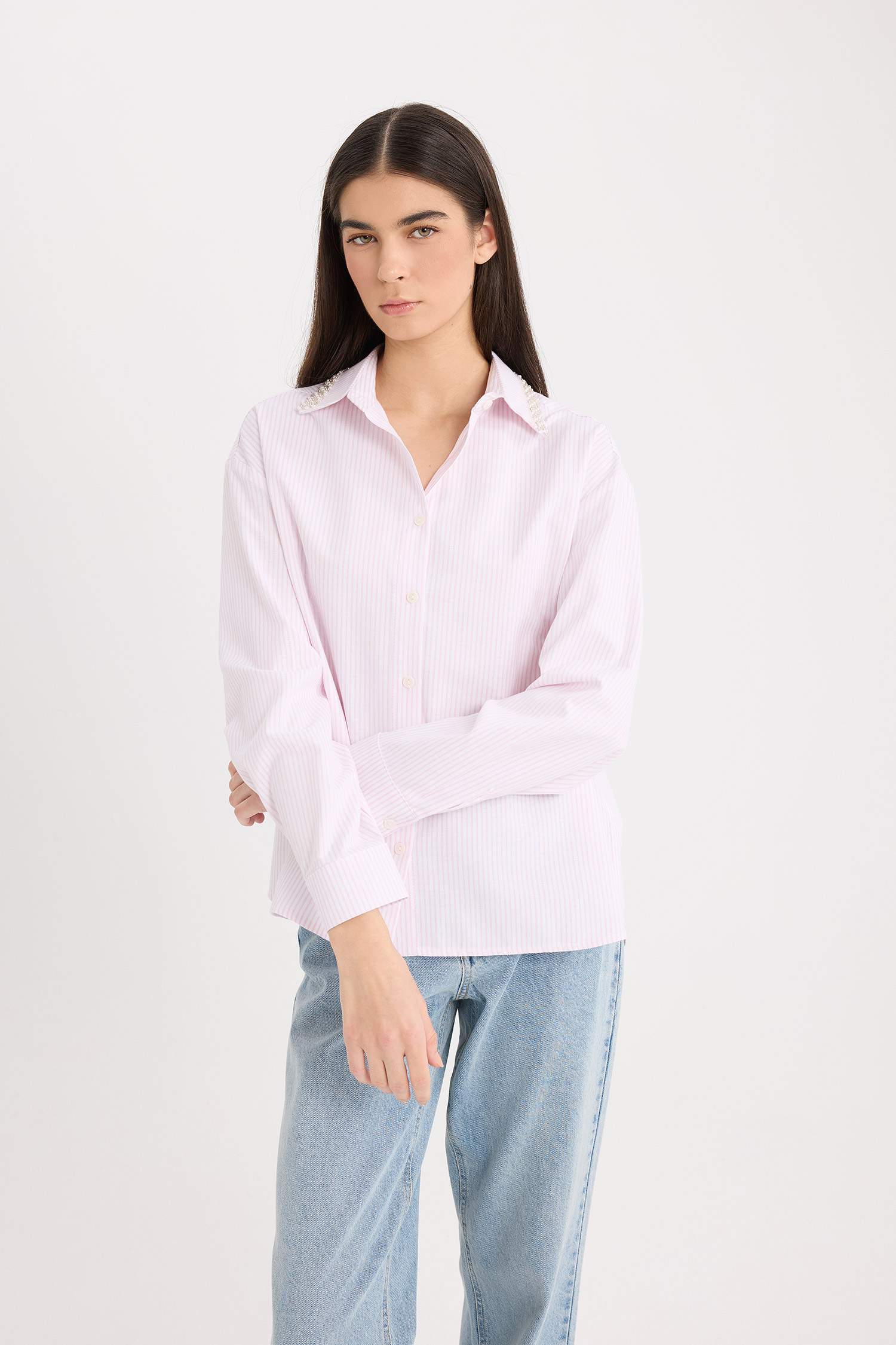 Chemise Oversize en Oxford rayée à manches longues