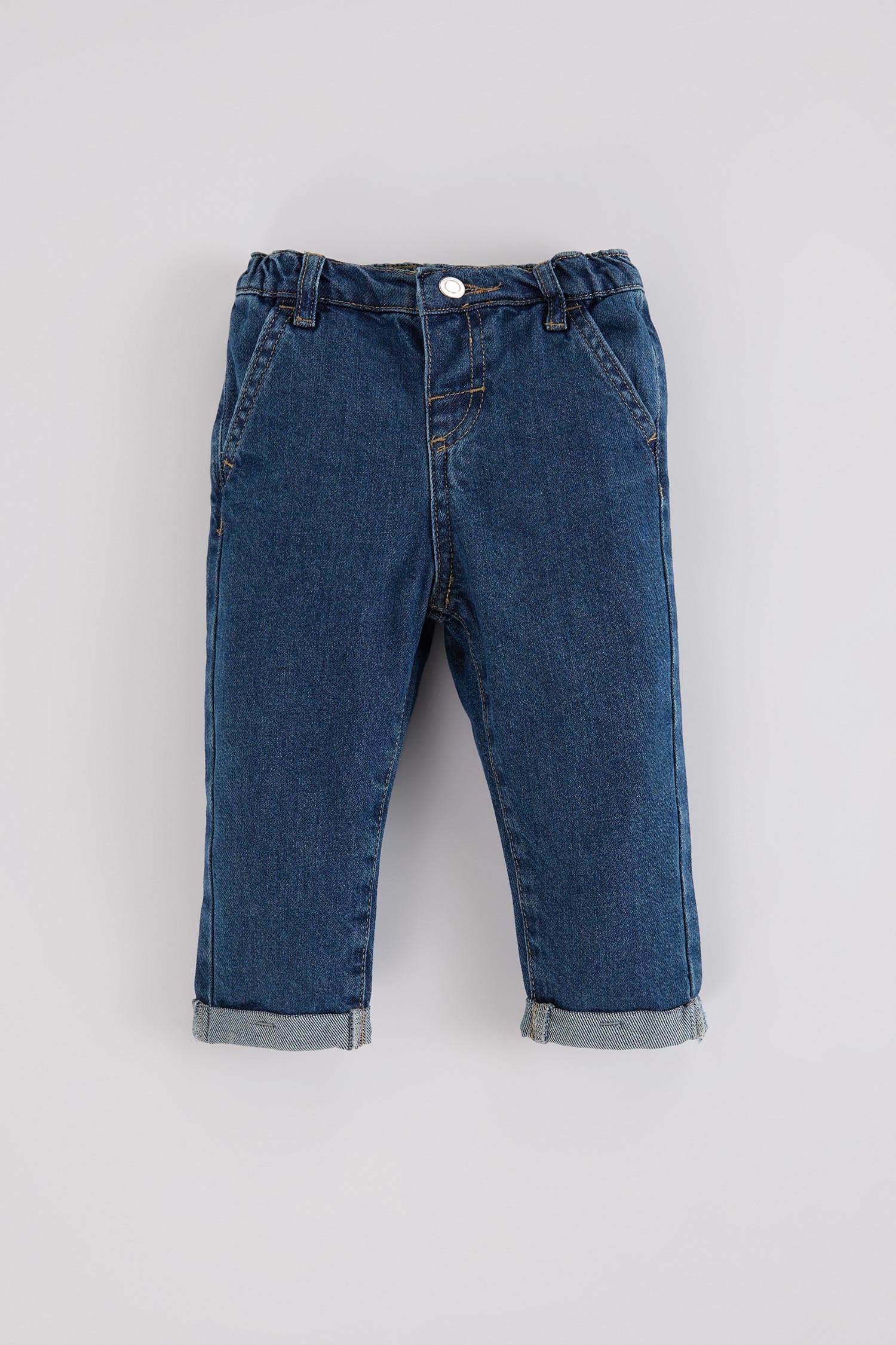 Erkek Bebek Beli Lastikli Duble Paça Jean Pantolon