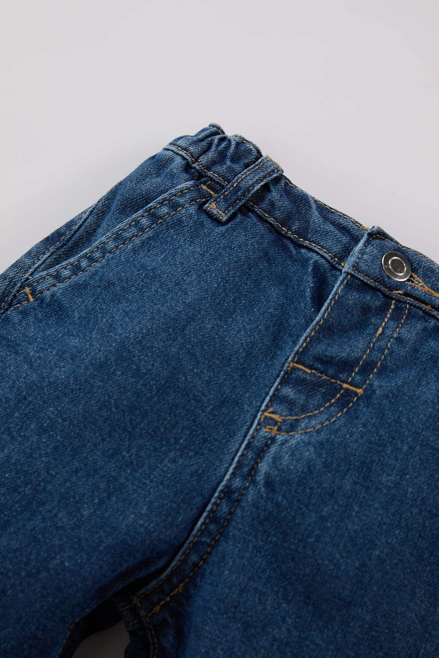 Erkek Bebek Beli Lastikli Duble Paça Jean Pantolon