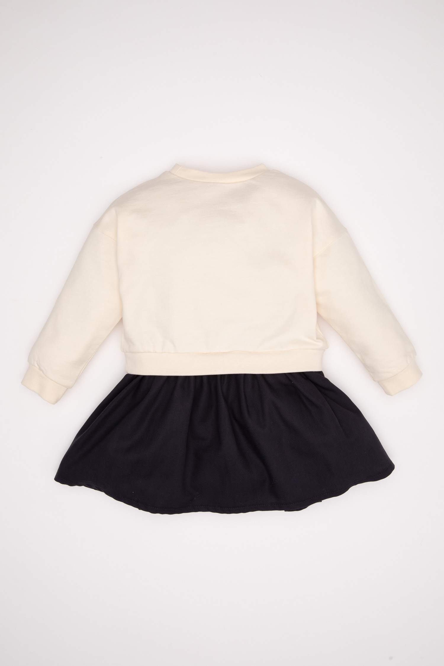 Kız Bebek Bisiklet Yaka Barbie Uzun Kollu Sweatshirt Elbise