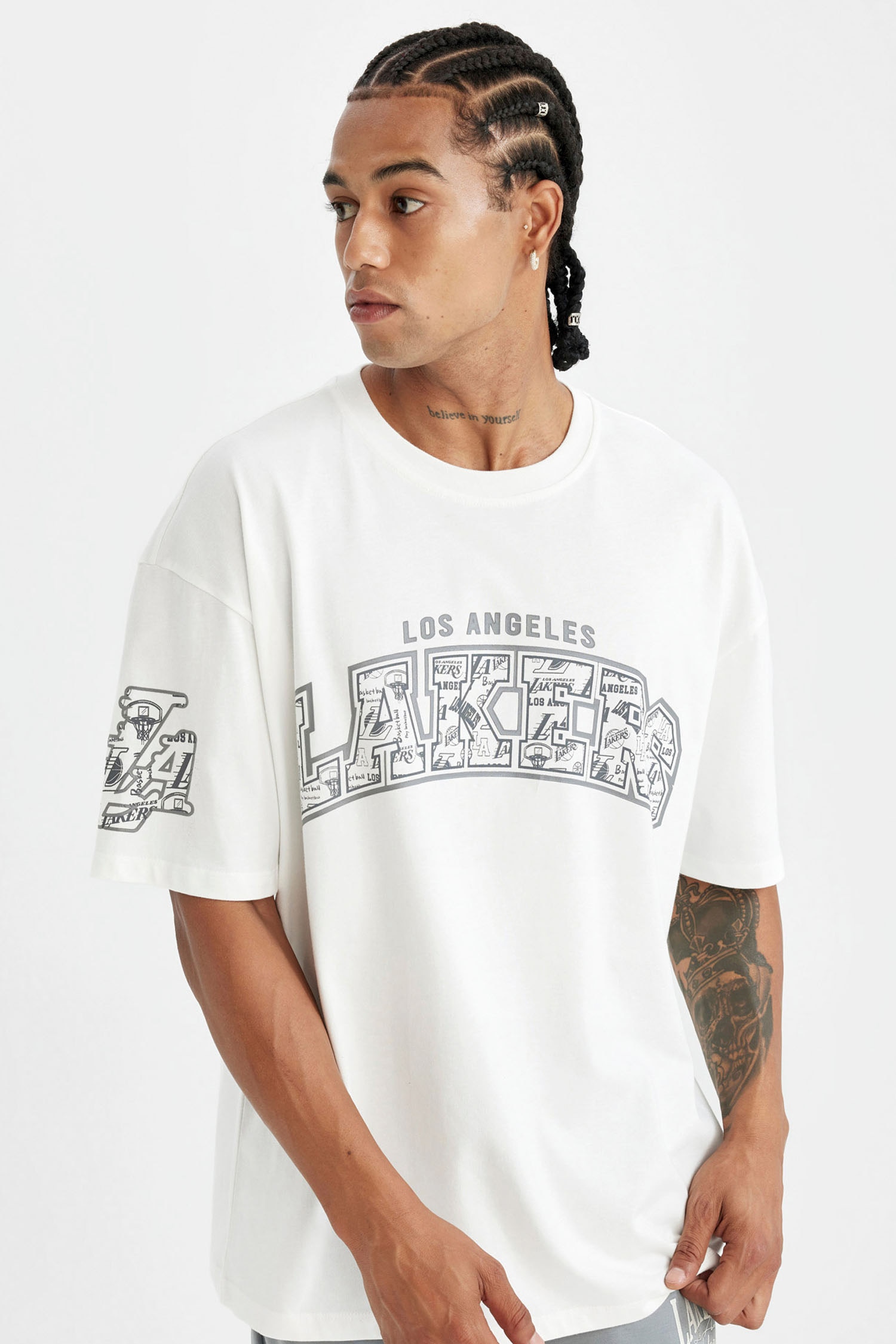 Ecru MAN Oversize Fit Short Sleeve T-Shirt 3153826 | DeFacto
