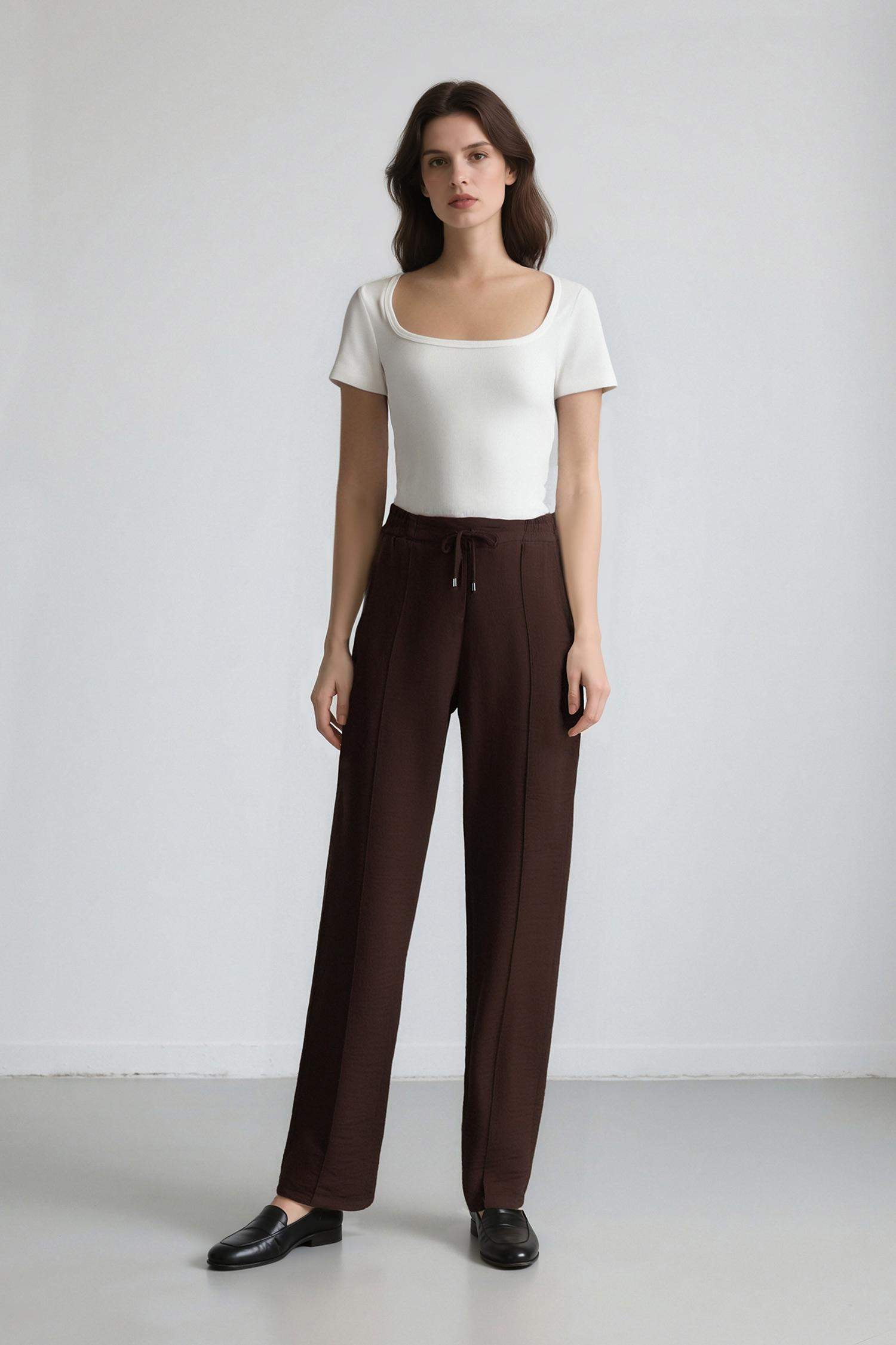 Jogger Pantolon Lastikli Bel Bağcıklı Basic Düz Paça