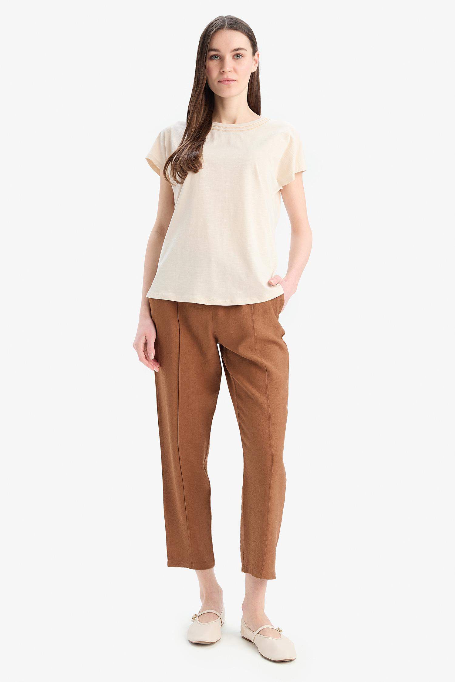 Lastikli Bel Bağcıklı Basic Düz Paça Jogger Pantolon