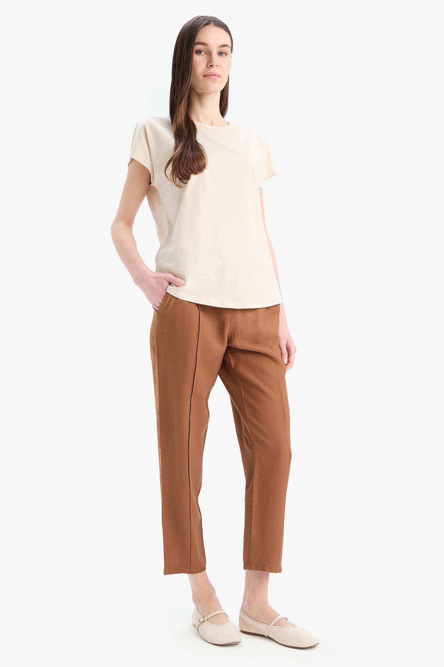 Lastikli Bel Bağcıklı Basic Düz Paça Jogger Pantolon