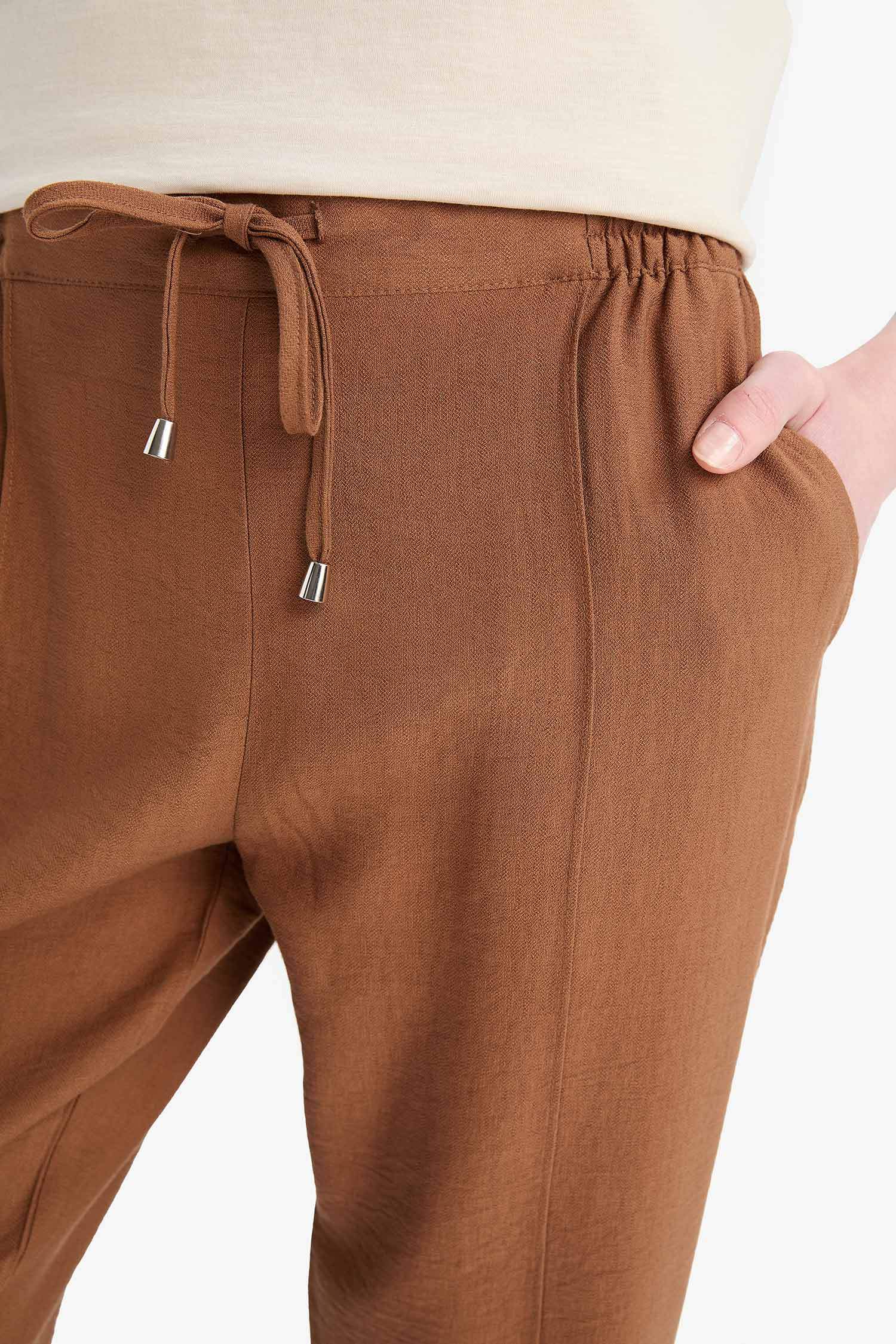 Lastikli Bel Bağcıklı Basic Düz Paça Jogger Pantolon