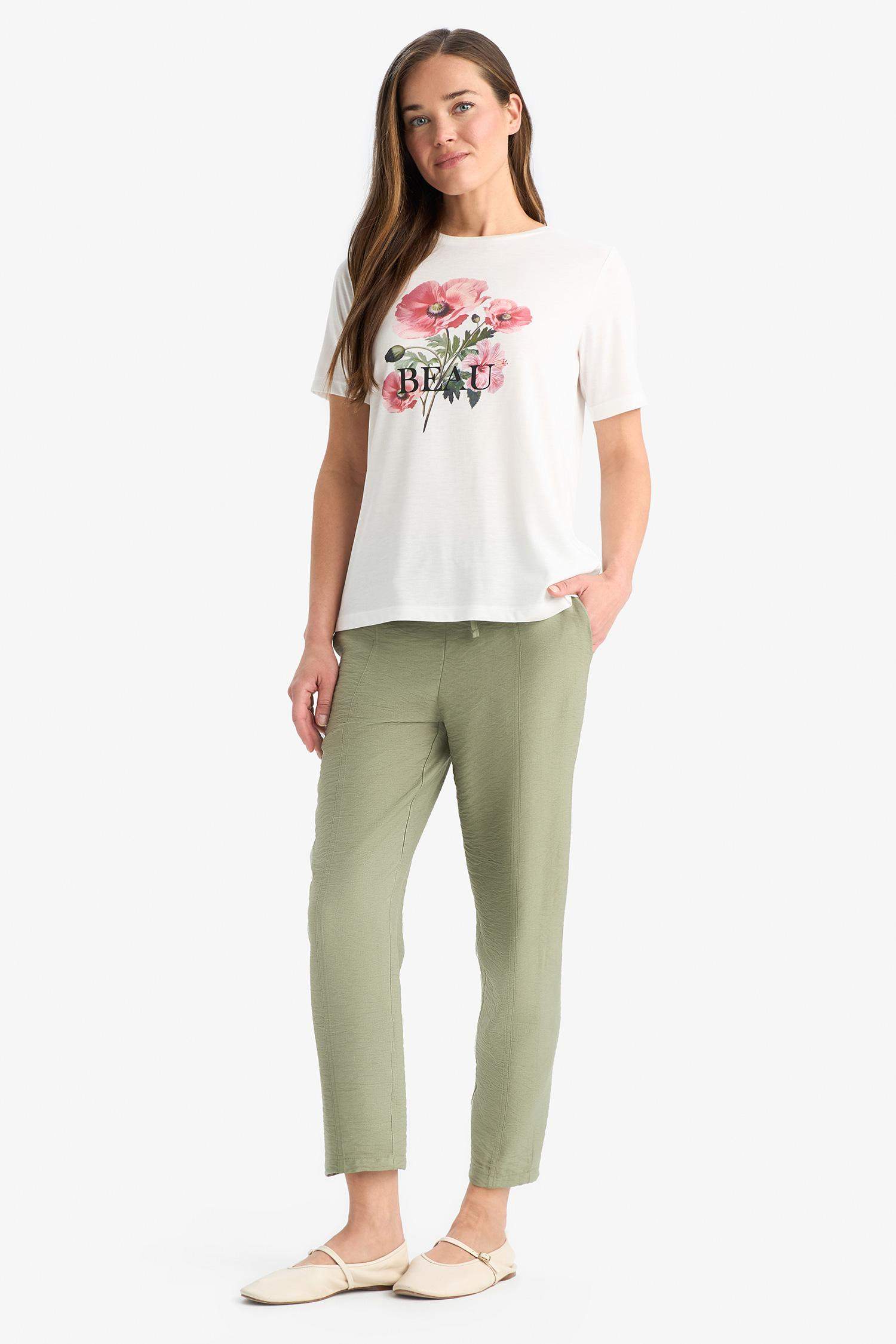 	Lastikli Bel Bağcıklı Basic Düz Paça Jogger Pantolon