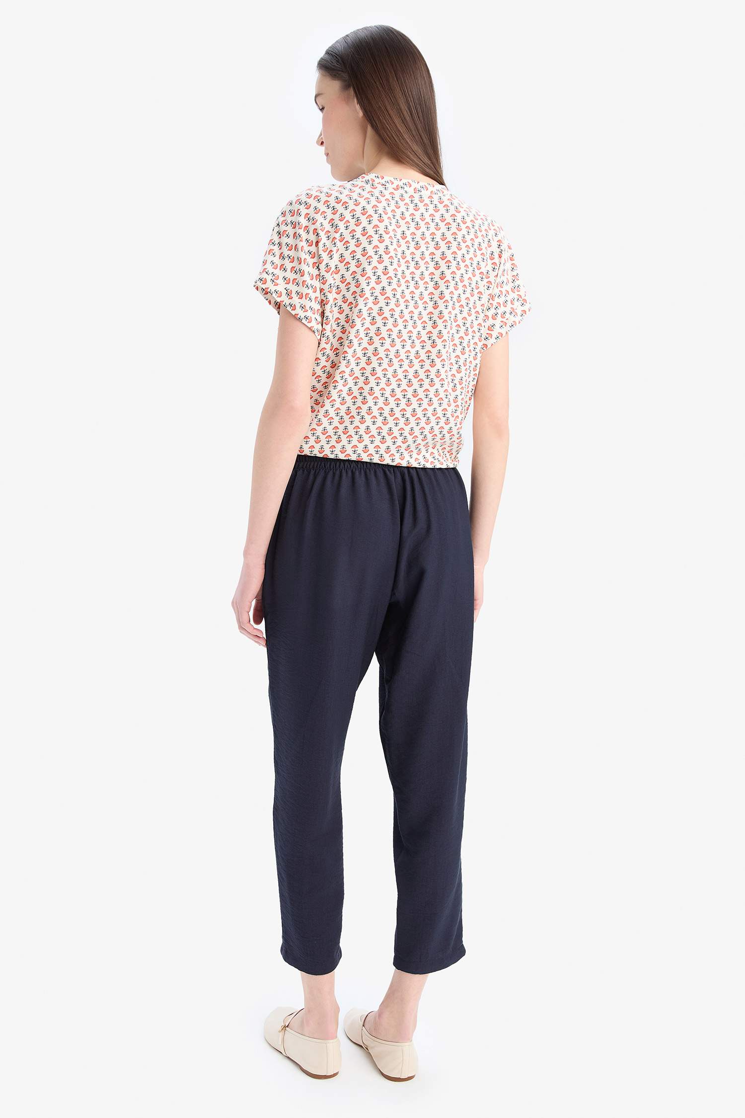 Lastikli Bel Bağcıklı Basic Düz Paça Jogger Pantolon