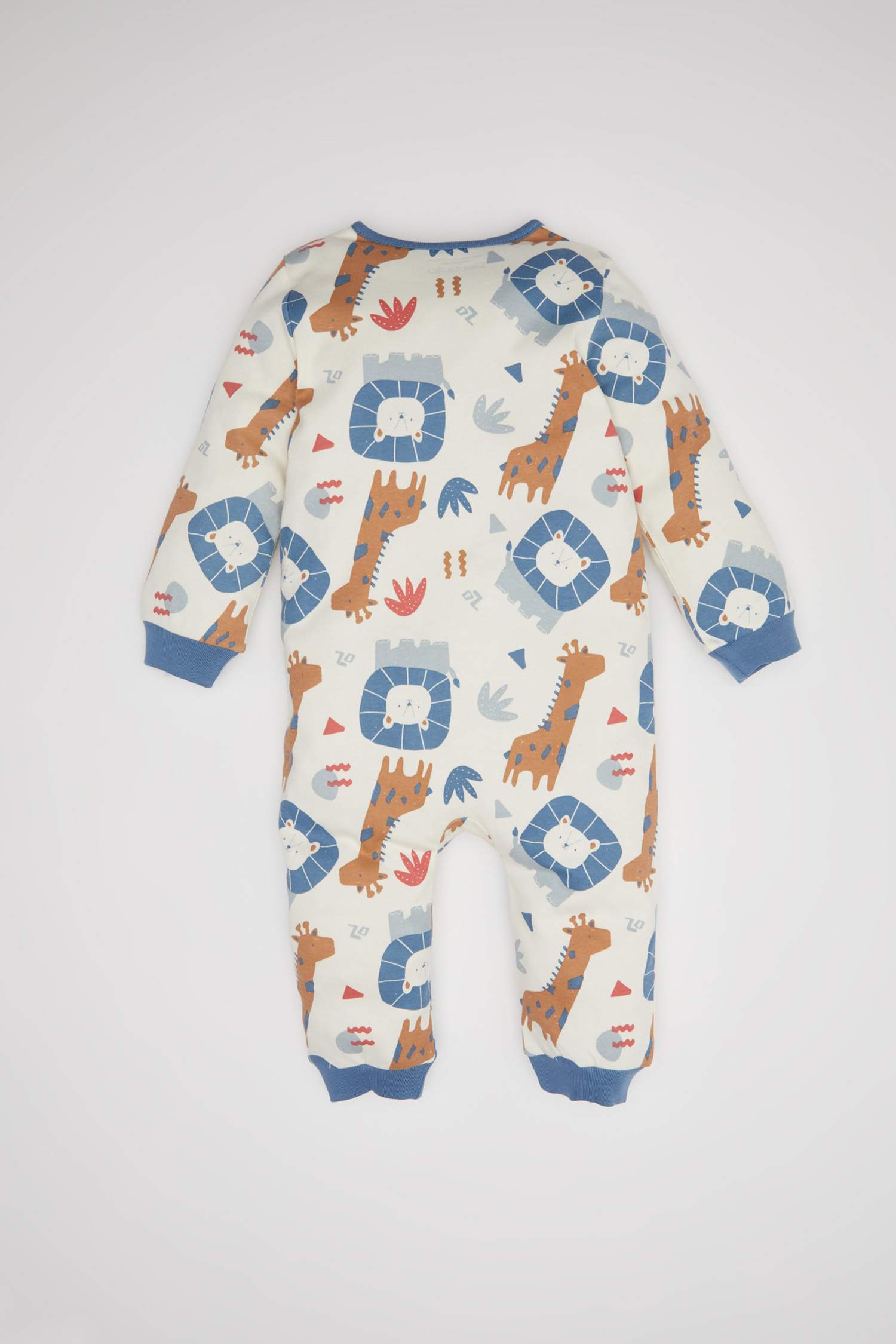Baby Boy Newborn Safari Patterned Long Sleeve Jumpsuit