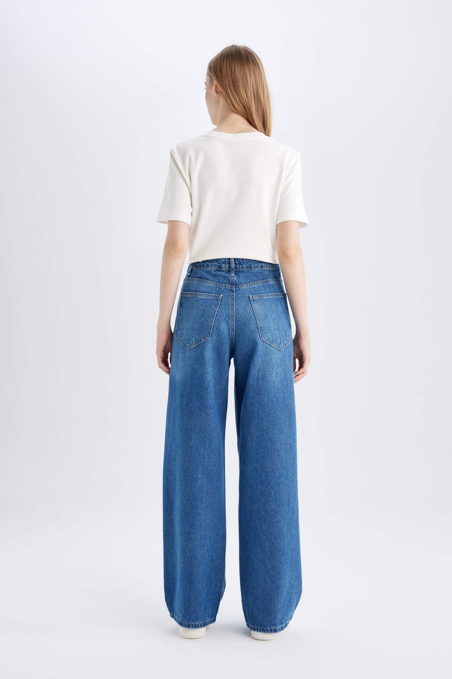 Wide Leg Fit Geniş Kalıp Normal Bel Geniş Paça Jean Pantolon