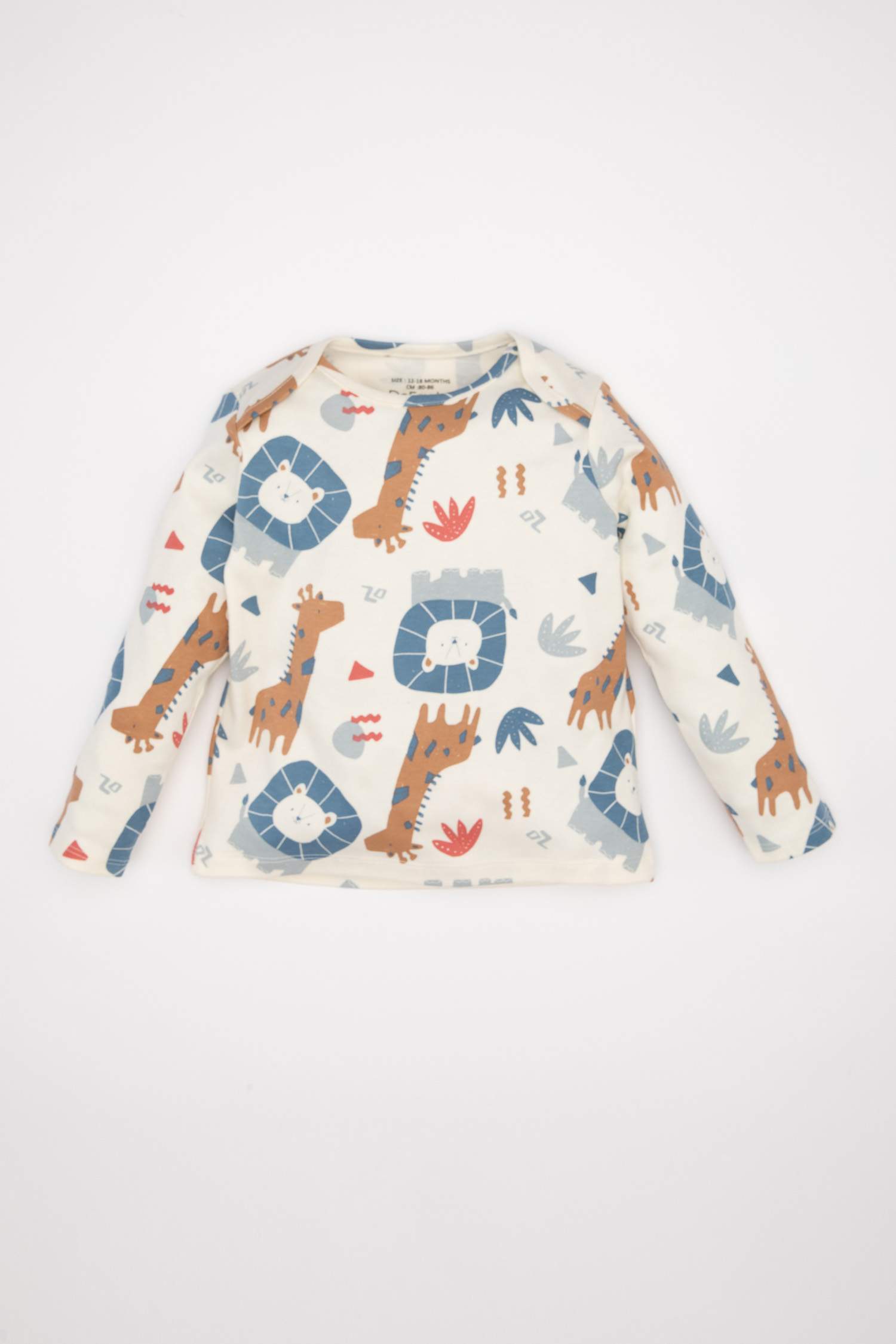 Erkek Bebek 2'li Takım Safari Desenli Uzun Kollu Tişört Üst Ayarlanabilir Salopet