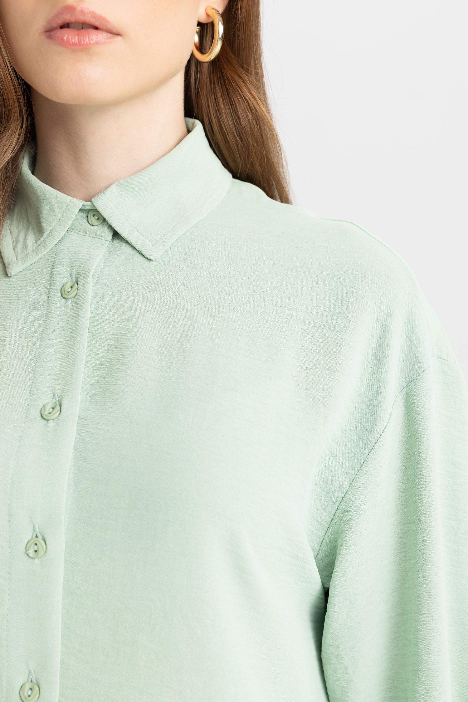 Regular Fit Shirt Collar Long Sleeve Tunic