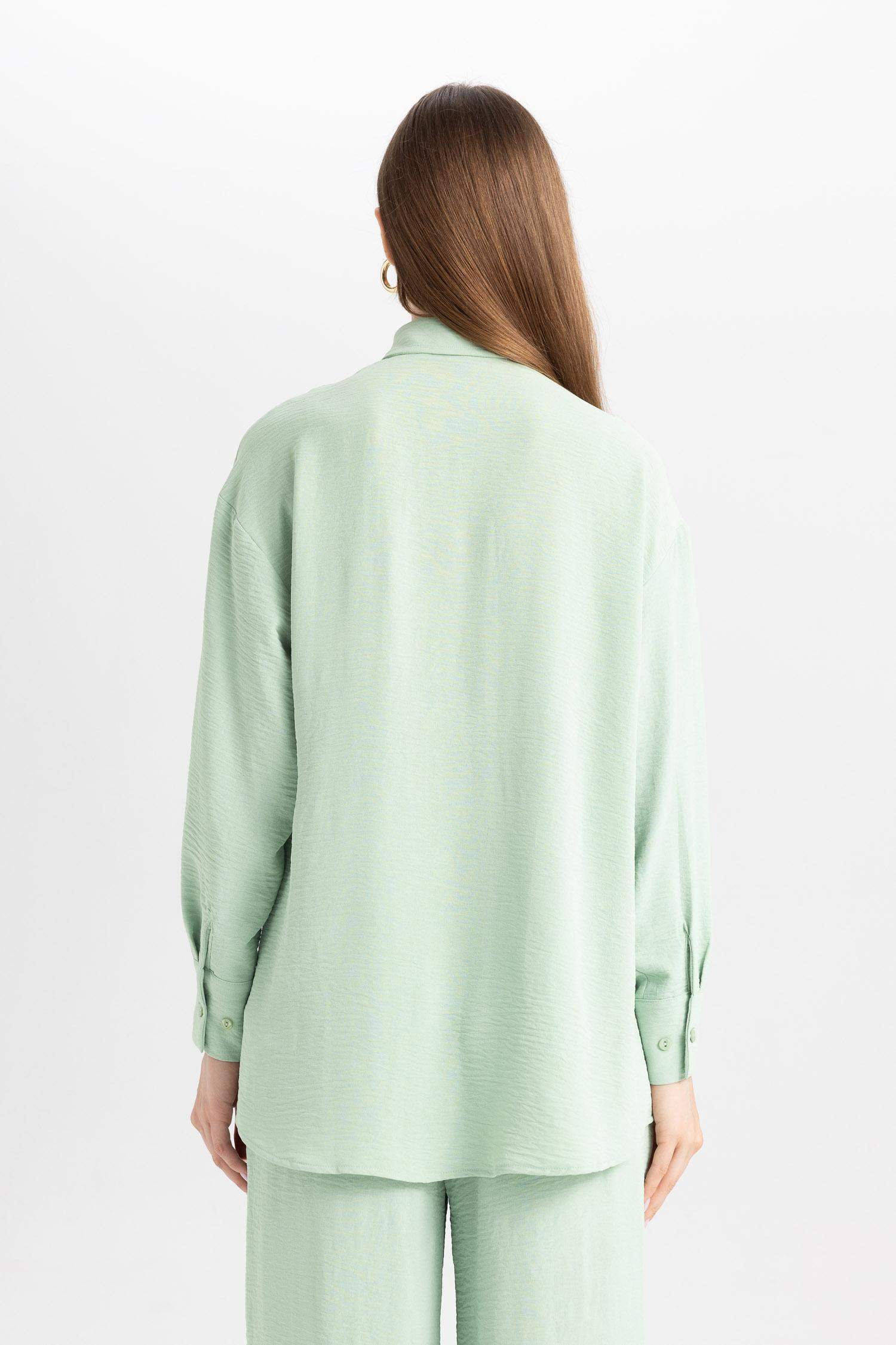 Regular Fit Shirt Collar Long Sleeve Tunic