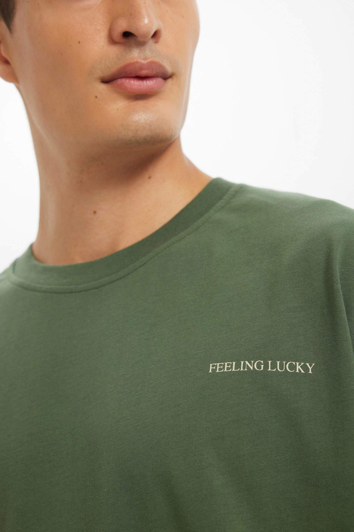 Oversize Fit Crew Neck Back Printed Cotton T-Shirt