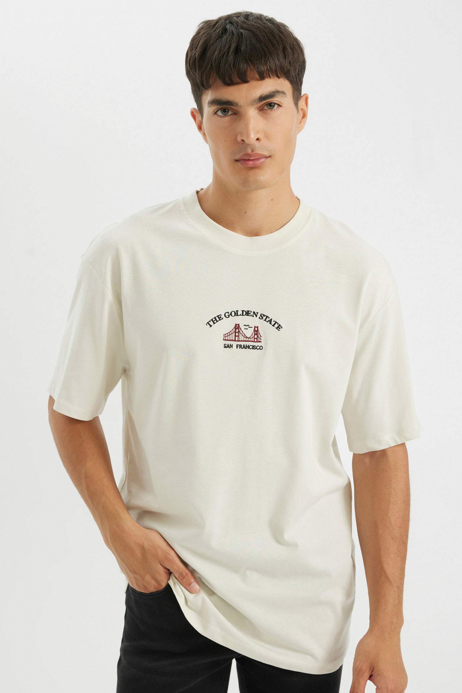 T-shirt en coton à col rond Coupe decontractée