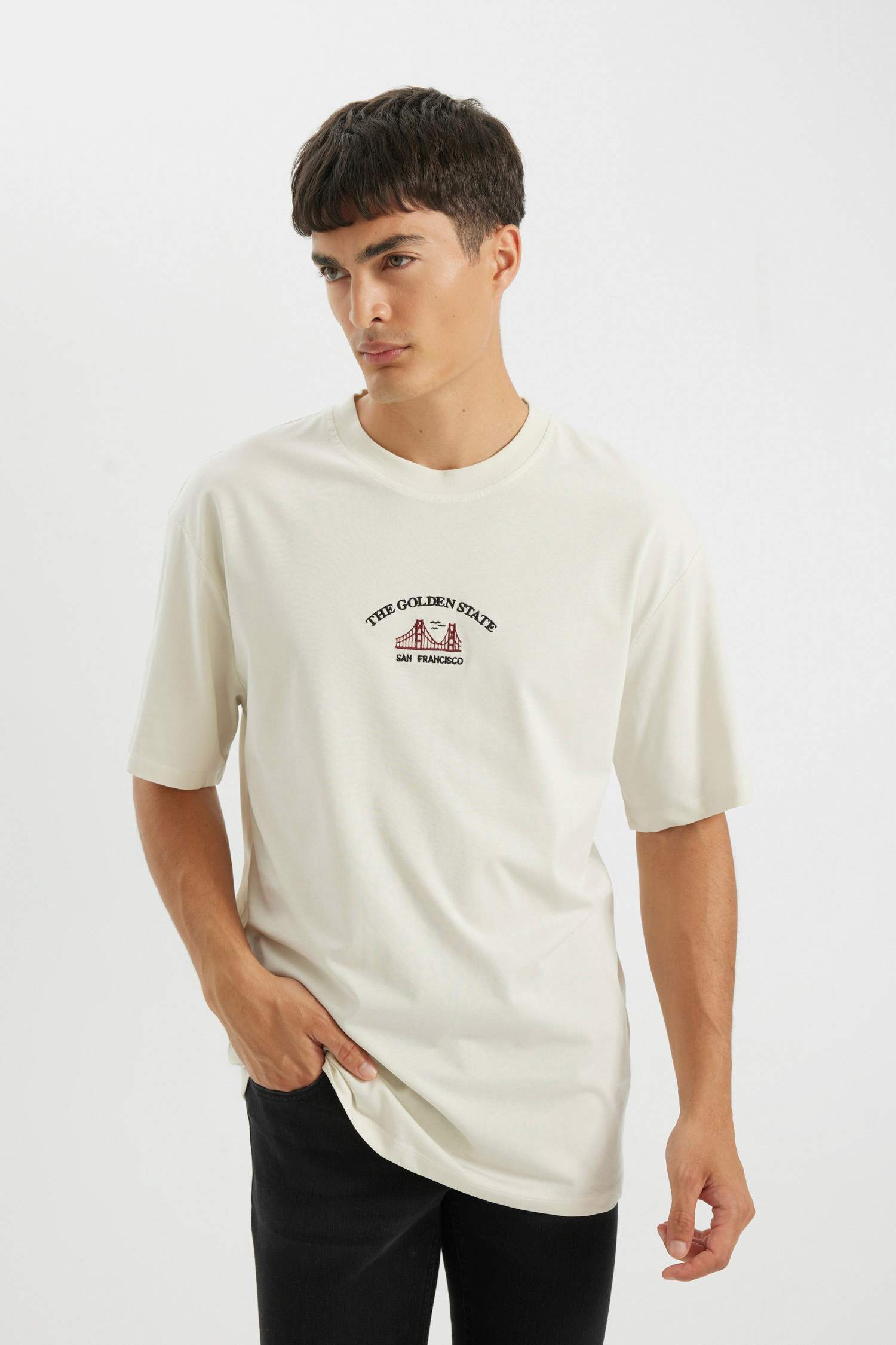 T-shirt en coton à col rond Coupe decontractée