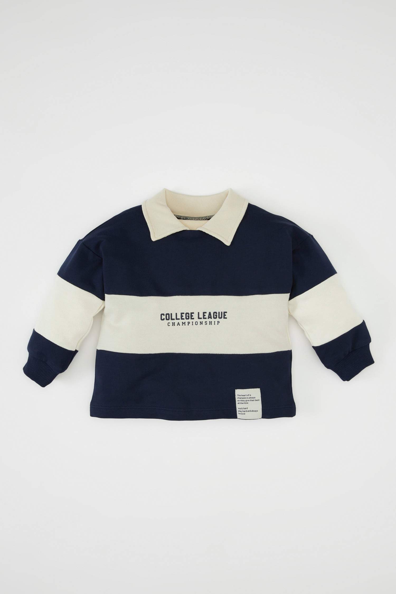 Erkek Bebek Polo Yaka Baskılı Okul Sweatshirt