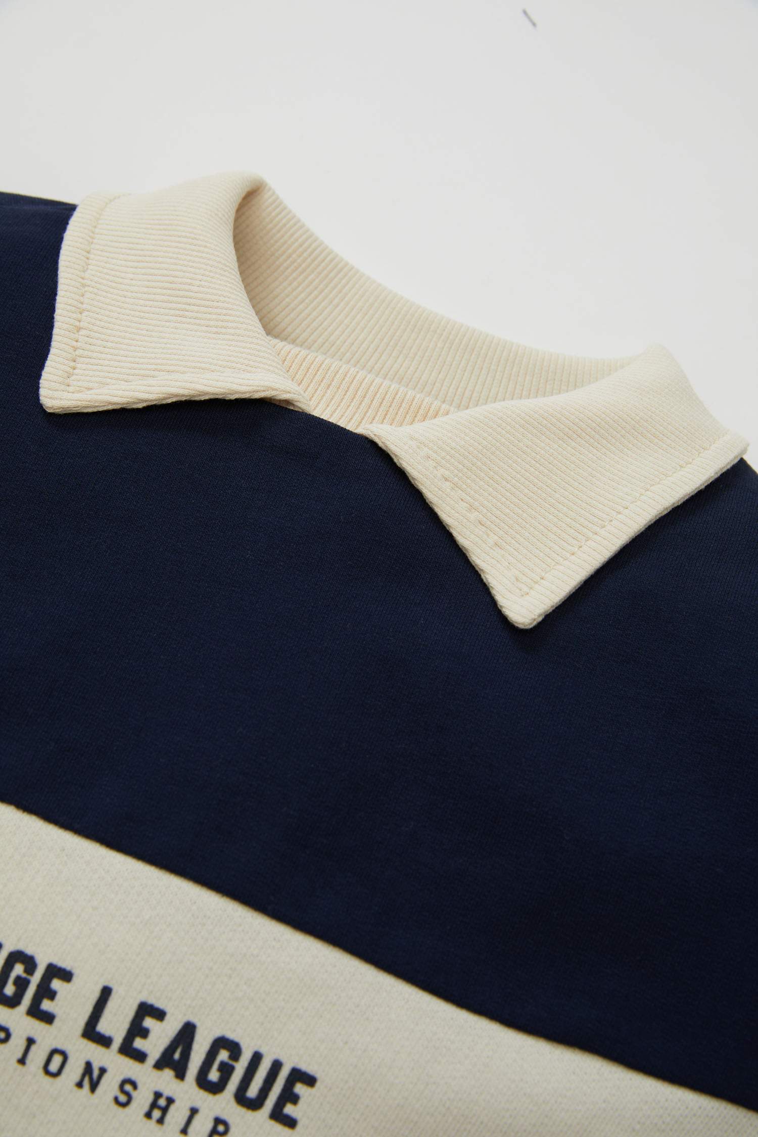 Erkek Bebek Polo Yaka Baskılı Okul Sweatshirt